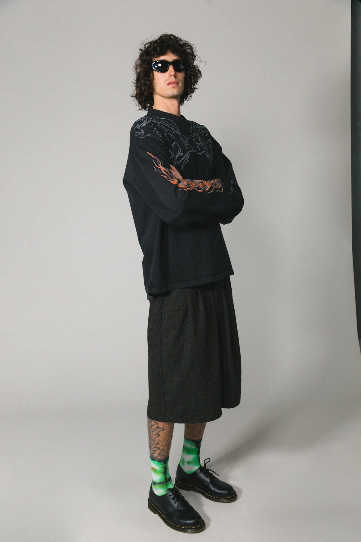 Charcoal Wool Baggy Shay Short