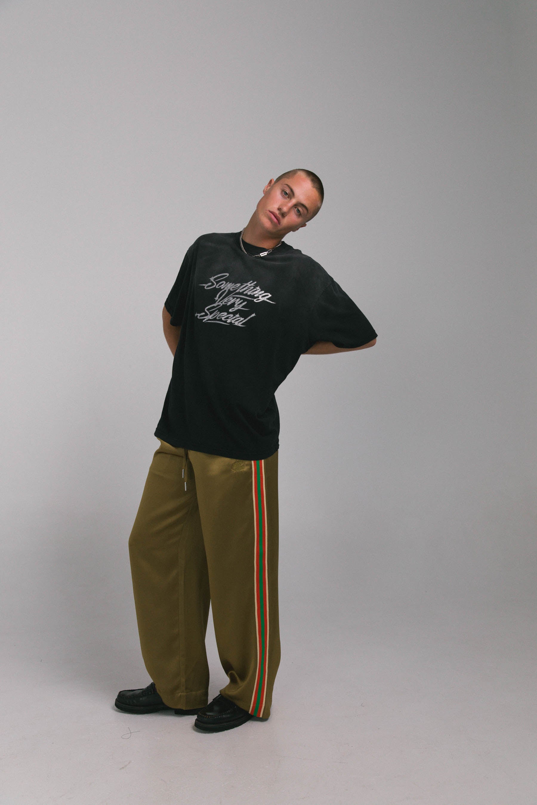 Bronze "Stripe" Satin Vacay Pants