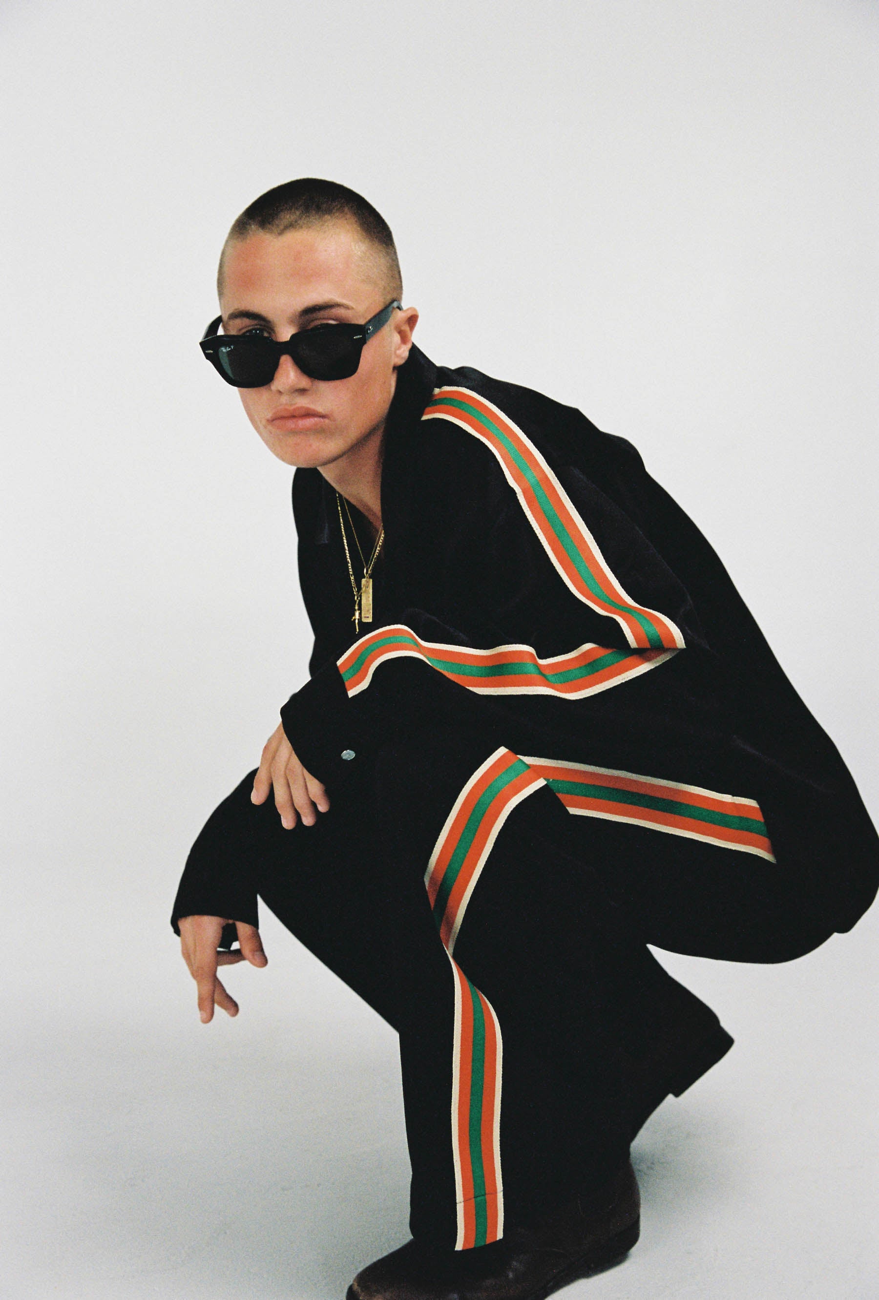 Black LS "Stripe" Satin Resort Shirt