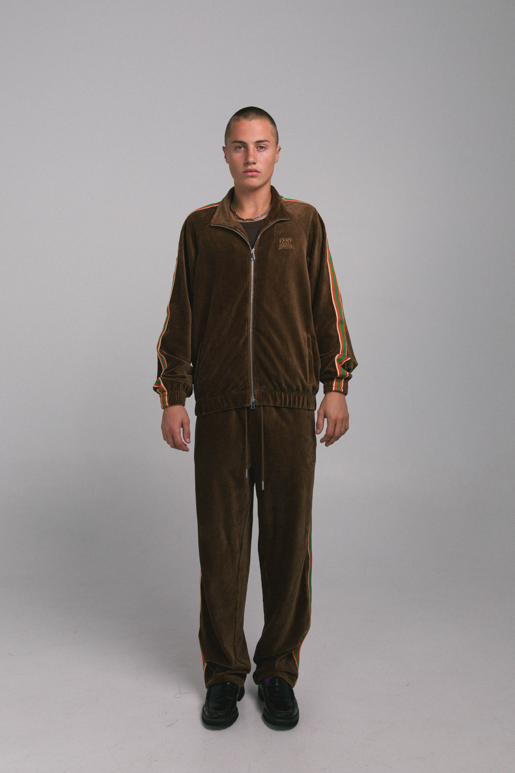 Brown Cord "Stripe" Track Jacket