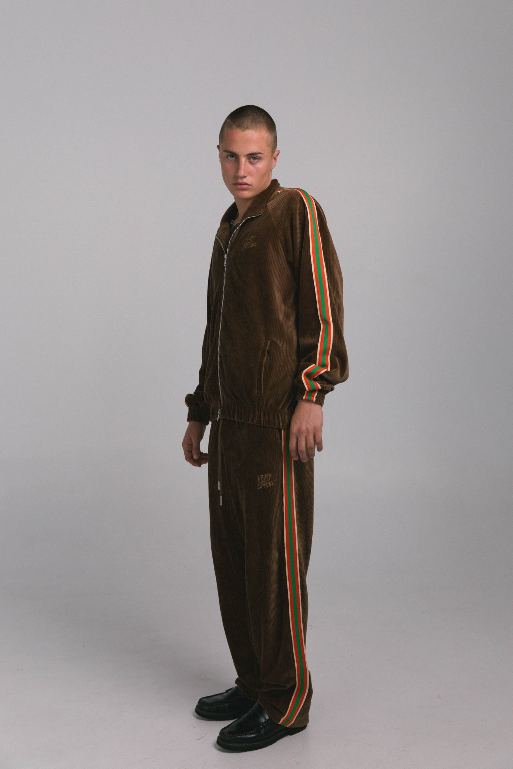 Brown Cord "Stripe" Track Pants