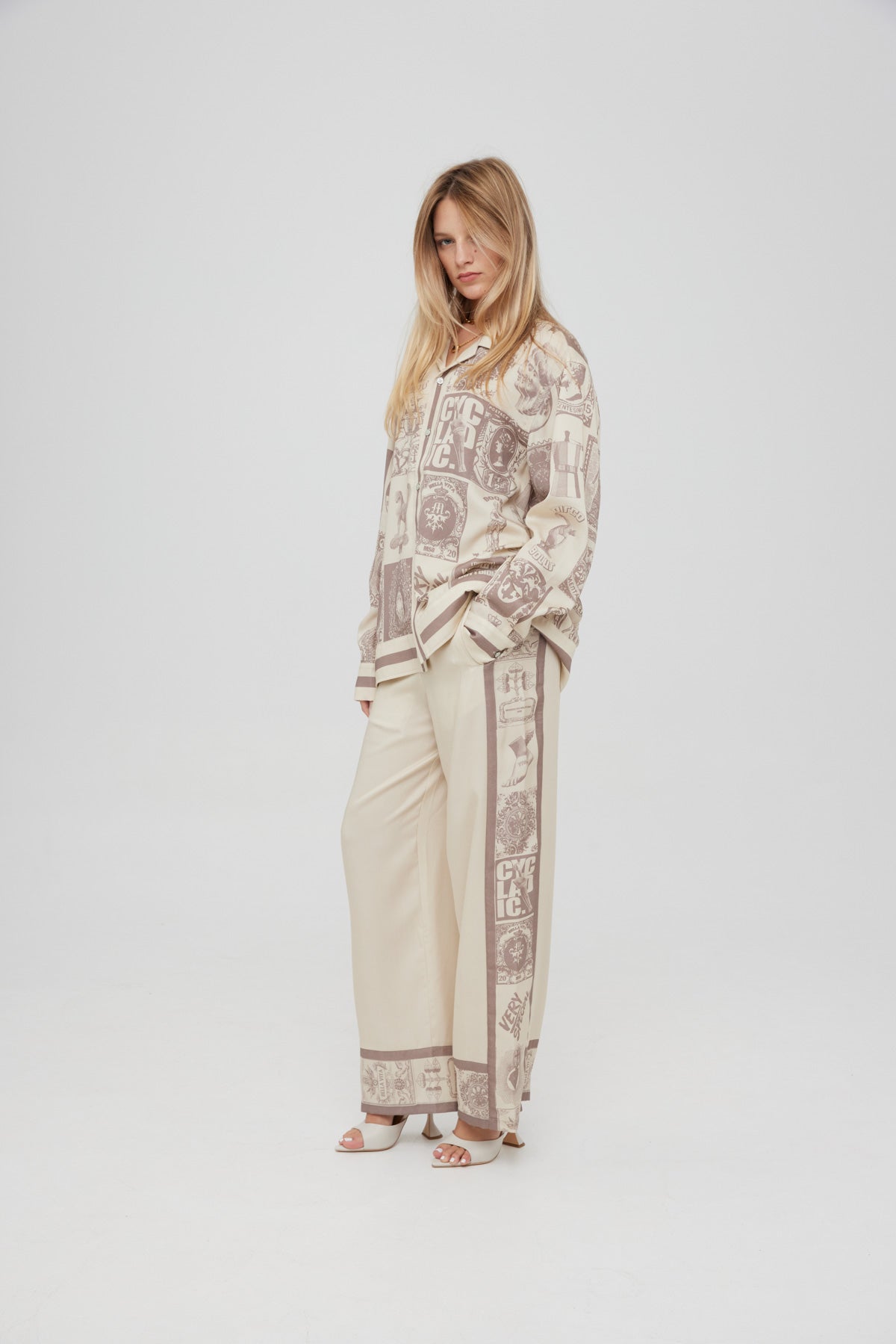 MSG Grid Border LS Shirt Oat Milk