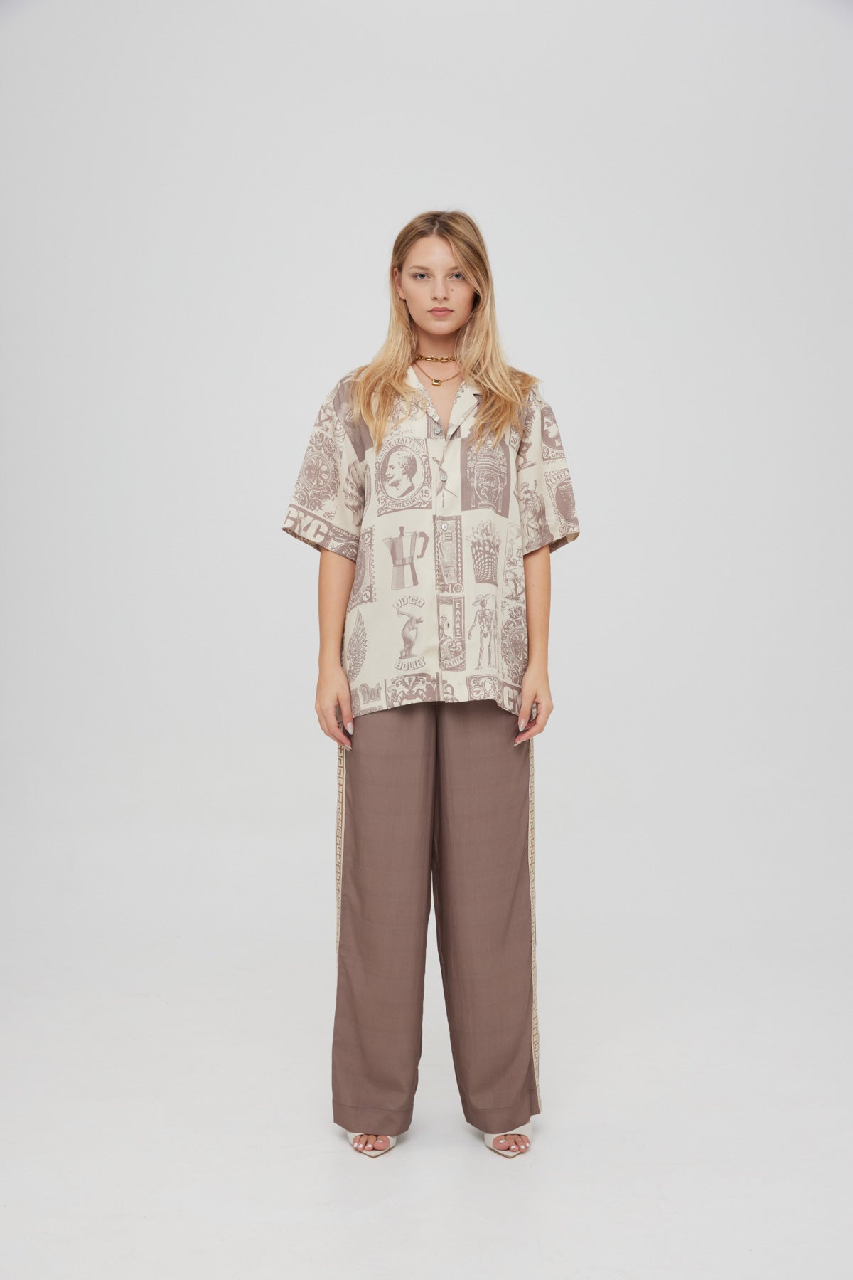 MSG Grid Resort Shirt Oat Milk