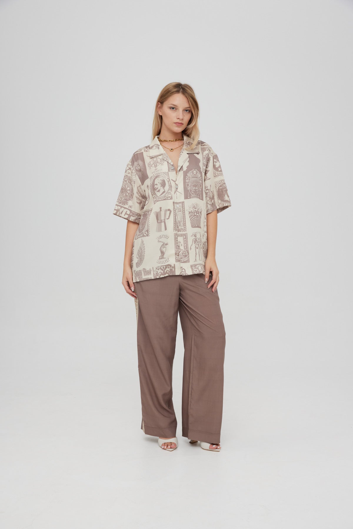 MSG Grid Resort Shirt Oat Milk