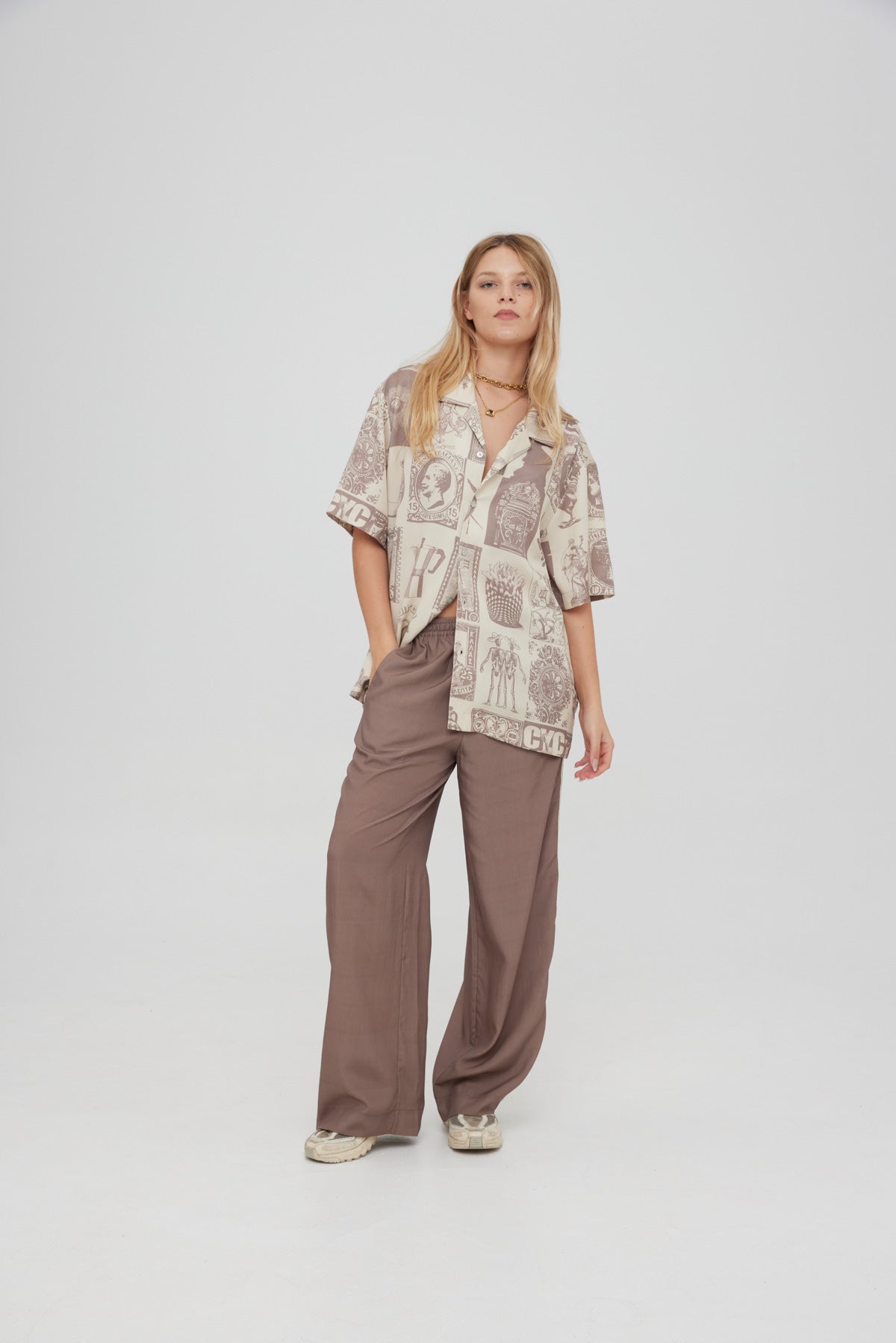 MSG Grid Resort Shirt Oat Milk