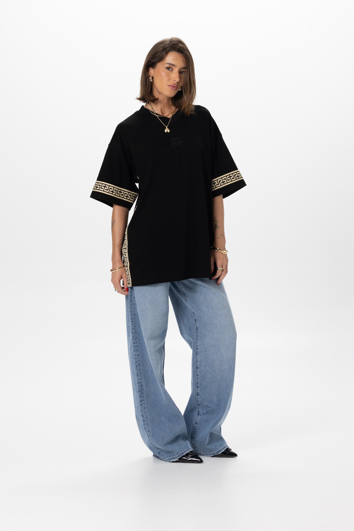 Black "Geo" Boxy Sport Tee