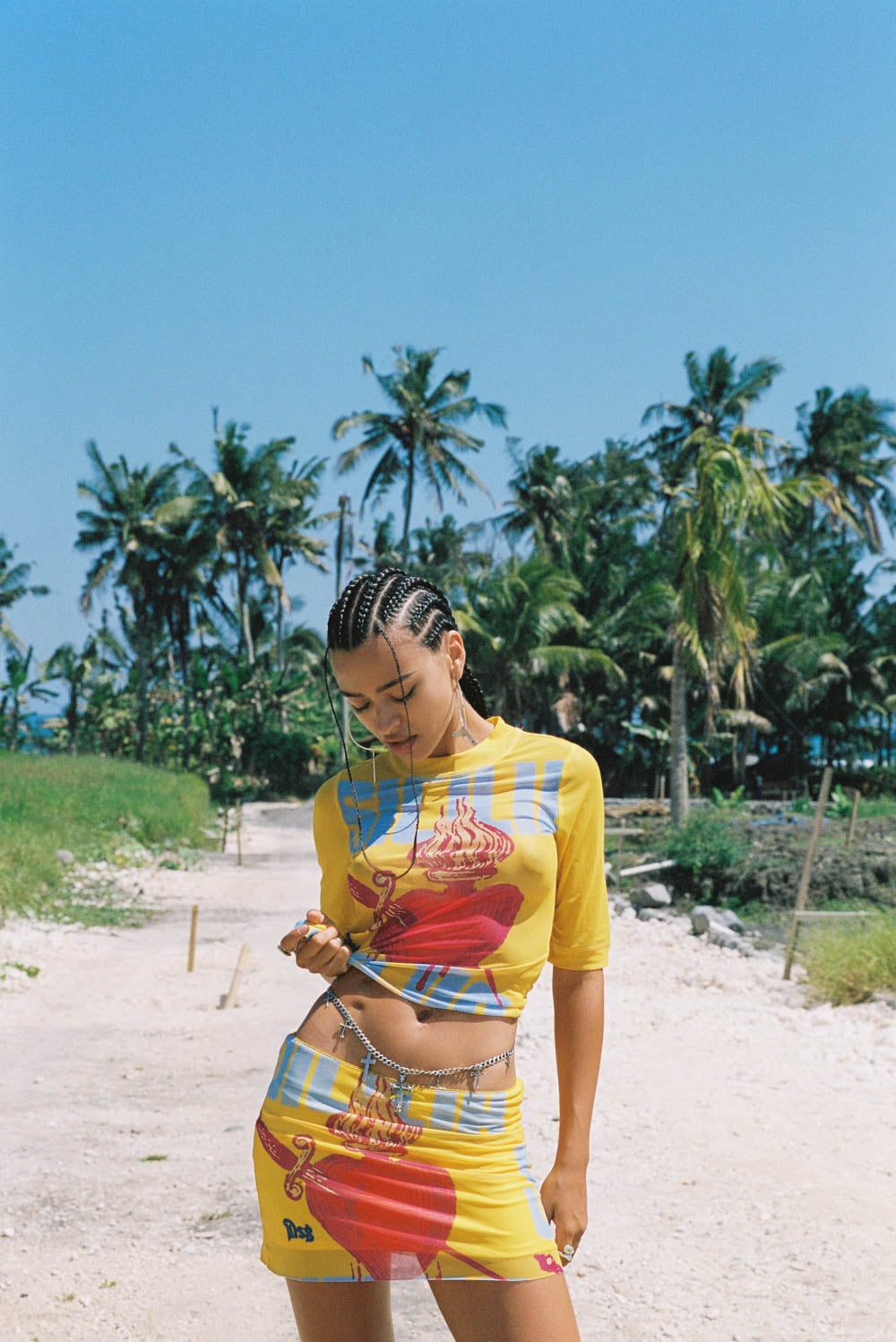 Yellow "MSG" Sicilia SS Mesh Mini Skirt