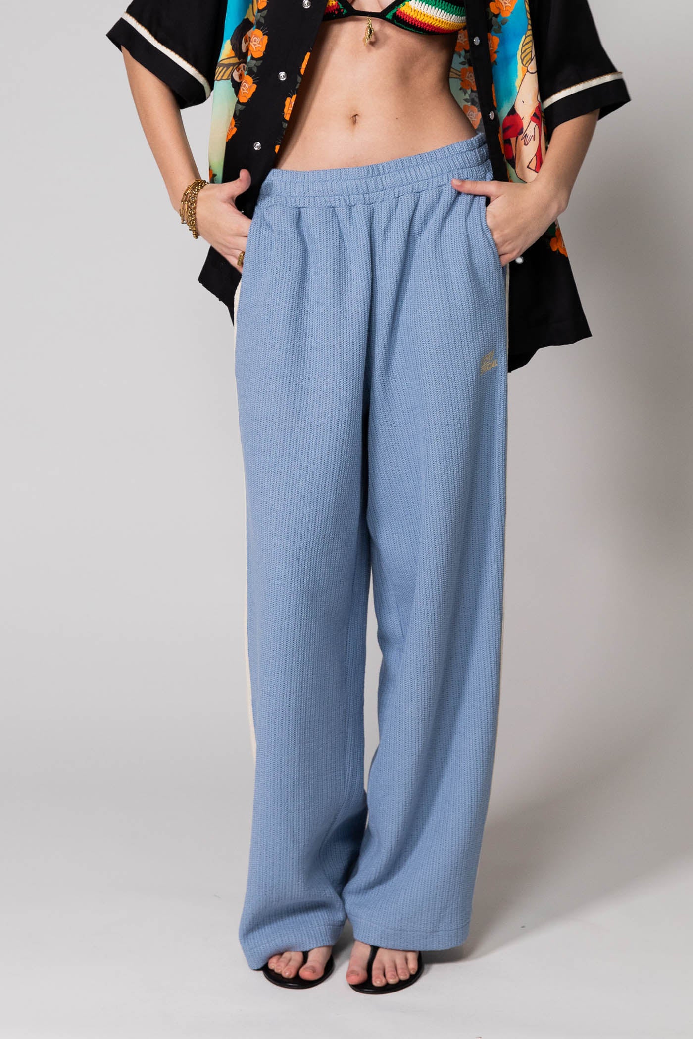 Steel Blue Knitted Baggy Pants