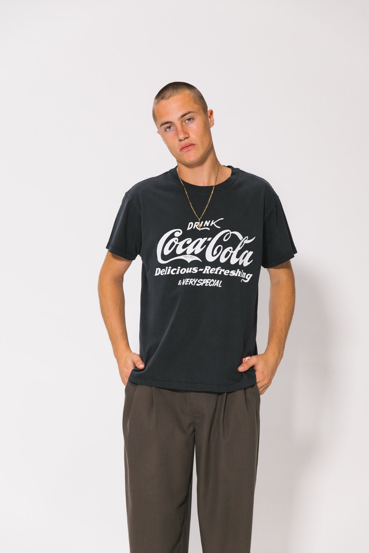 Washed Black Classic Coke Logo Tee
