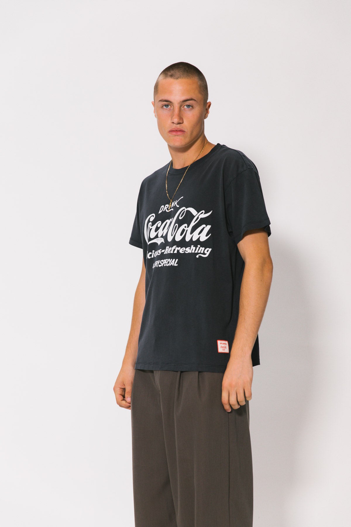 Washed Black Classic Coke Logo Tee