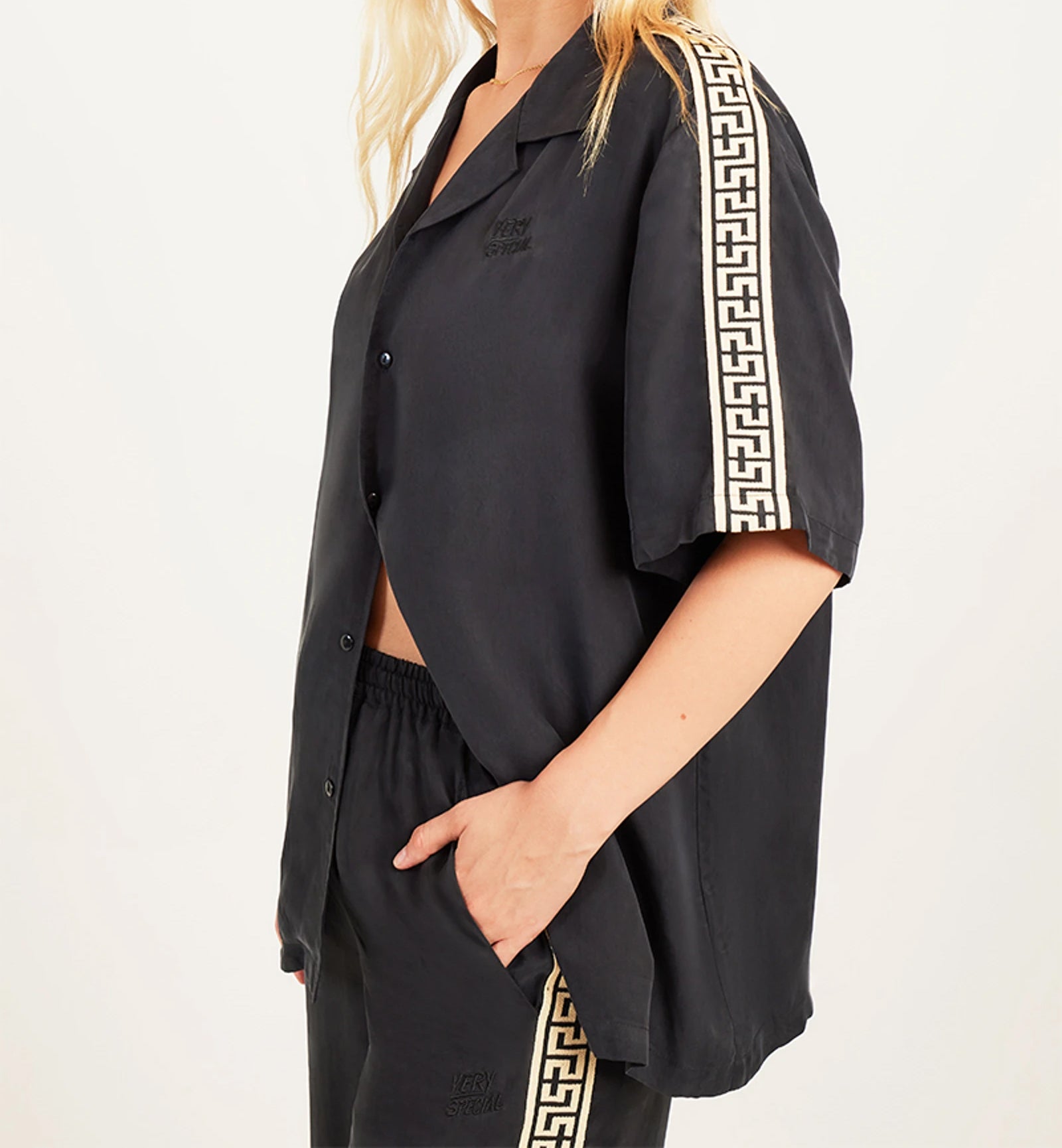 Black Lyocell Geo Resort Shirt