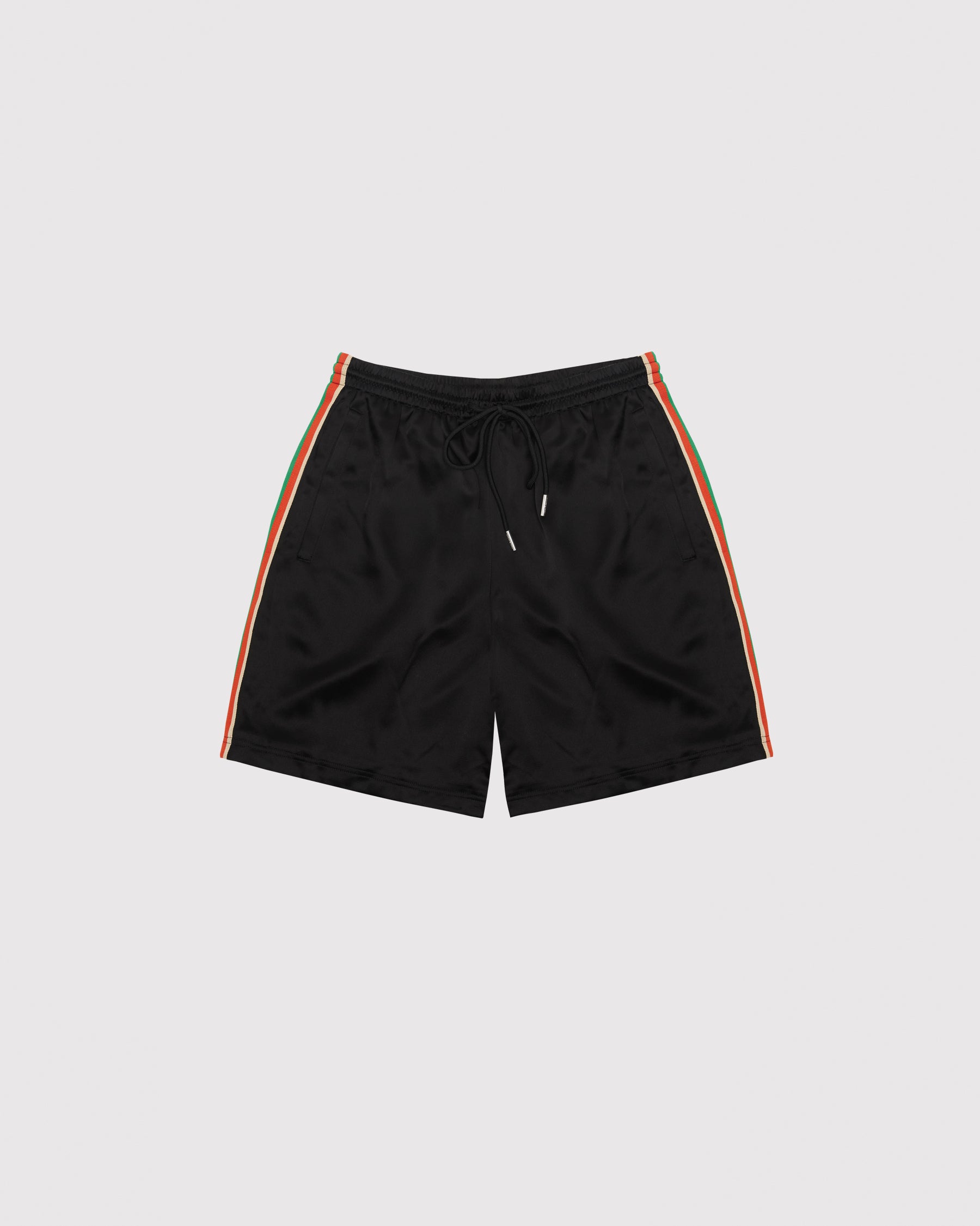 Black Satin "Stripe" Basketball shorts