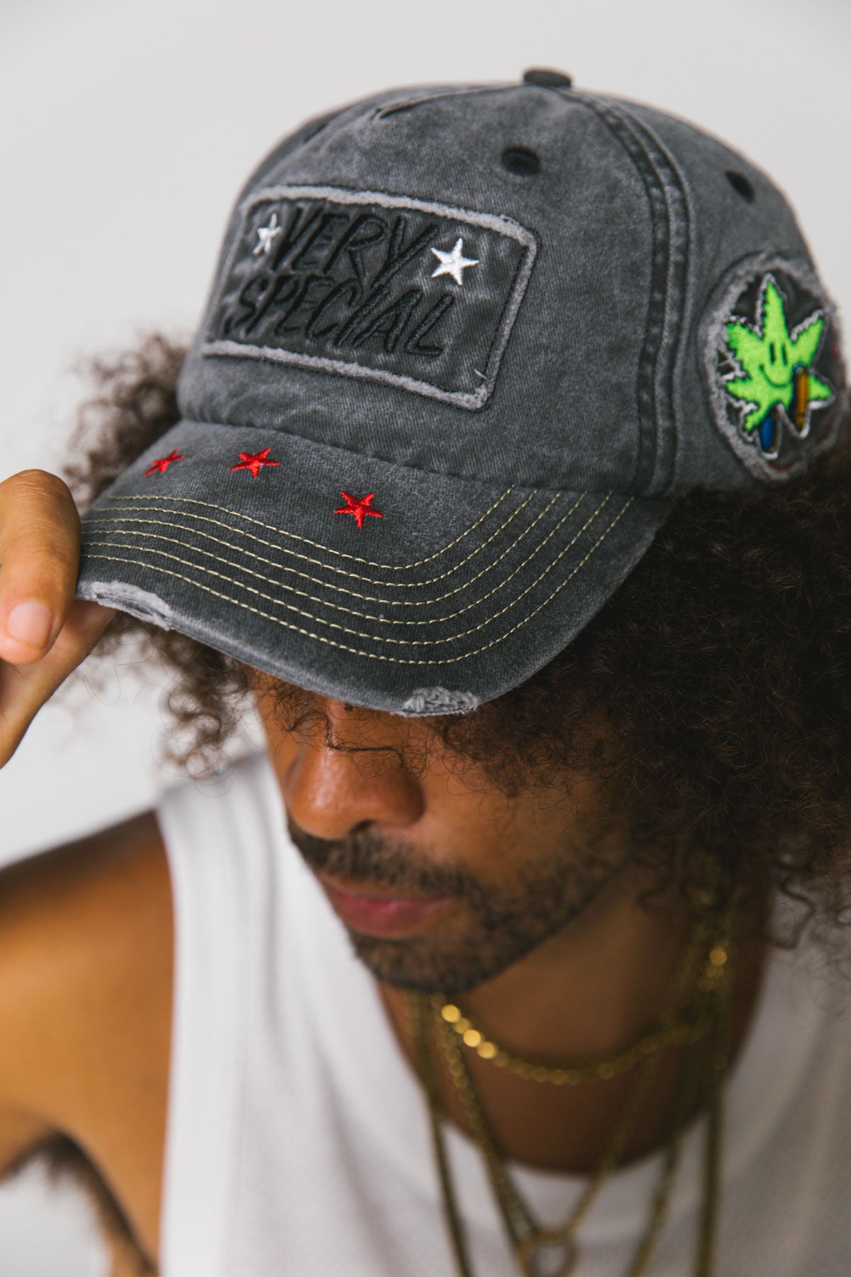 Charcoal  Mr Happy Herb Distressed Dad Cap