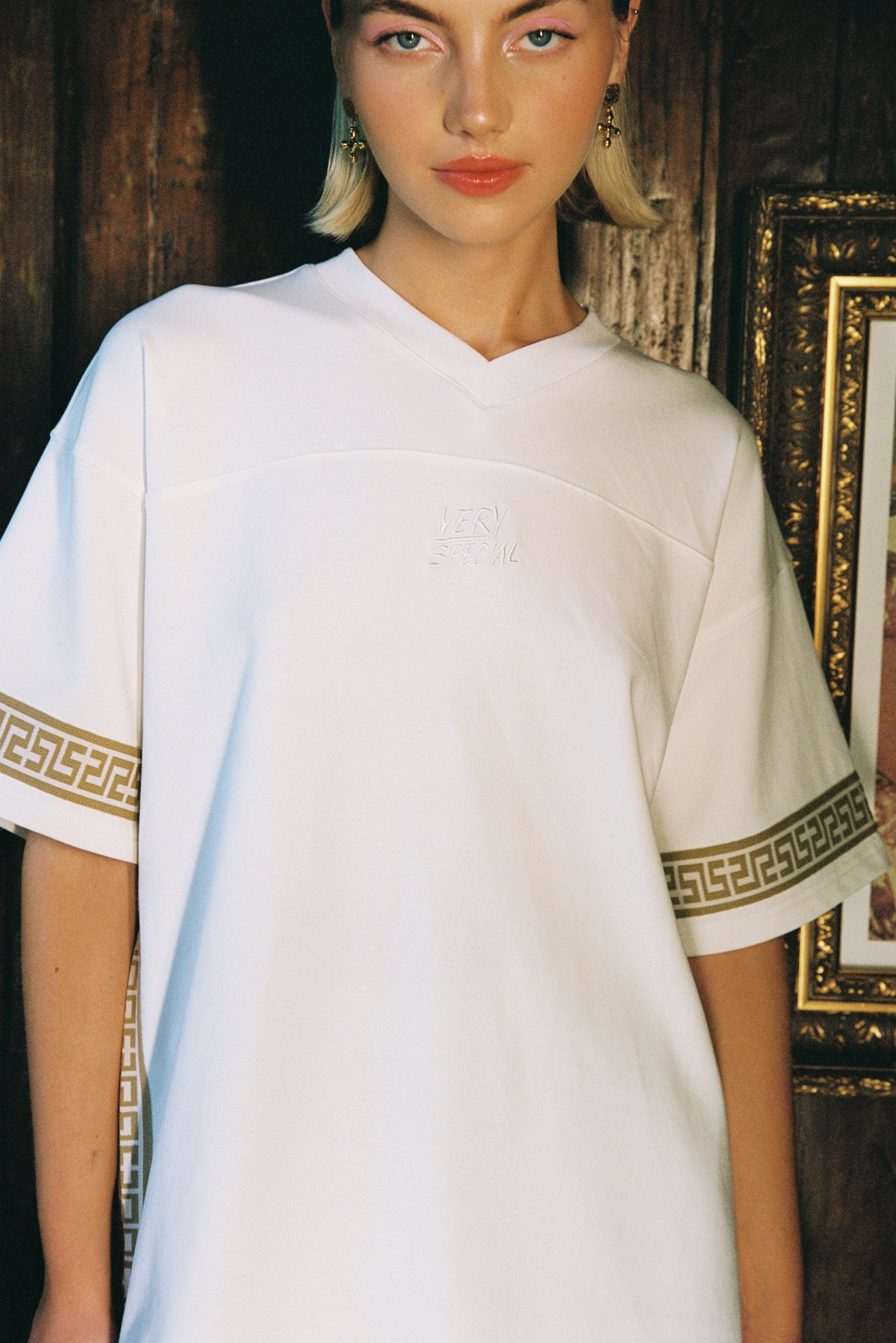 White "Geo" Boxy Sport Tee