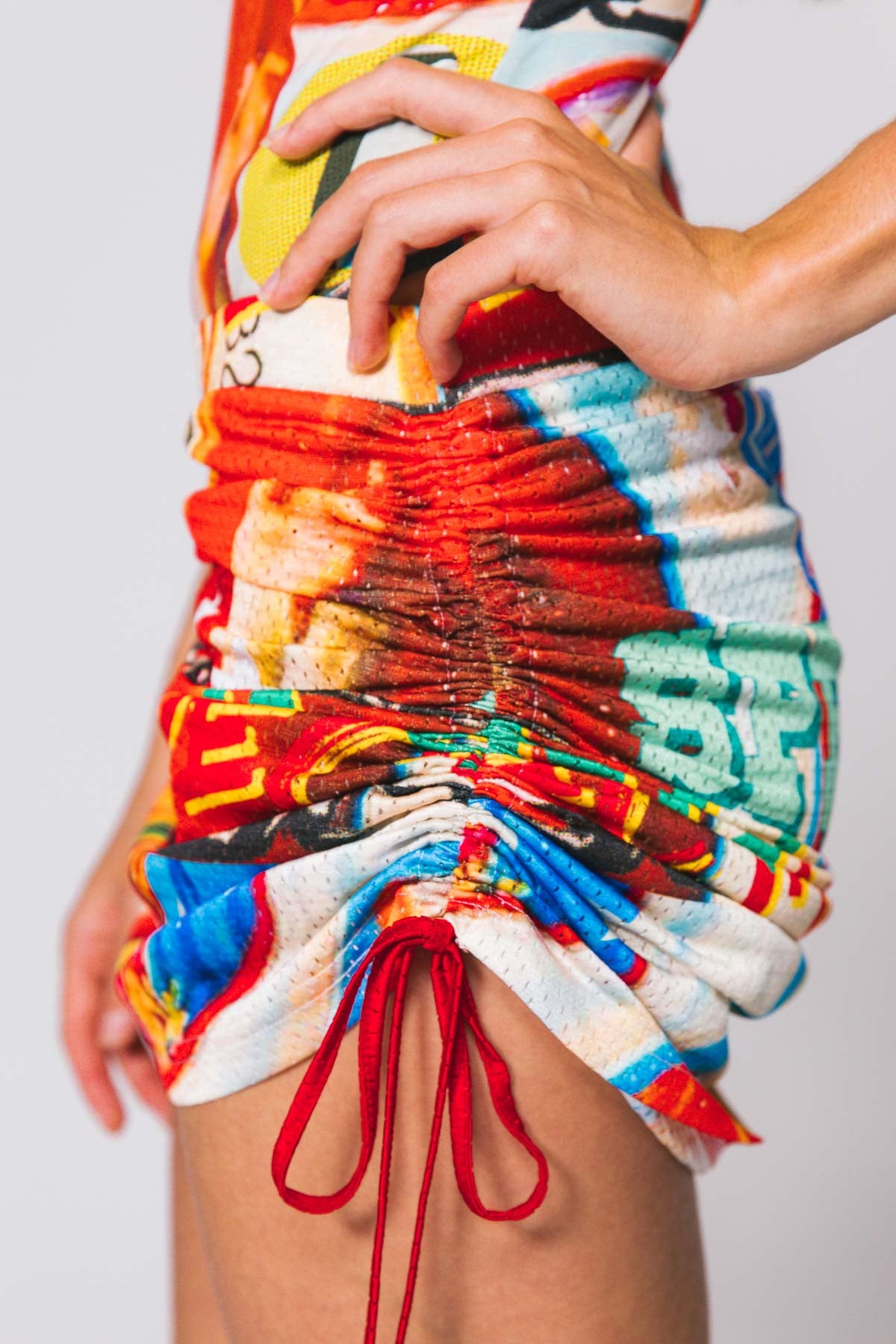 Holy Mash Up Ruche Mini Skirt