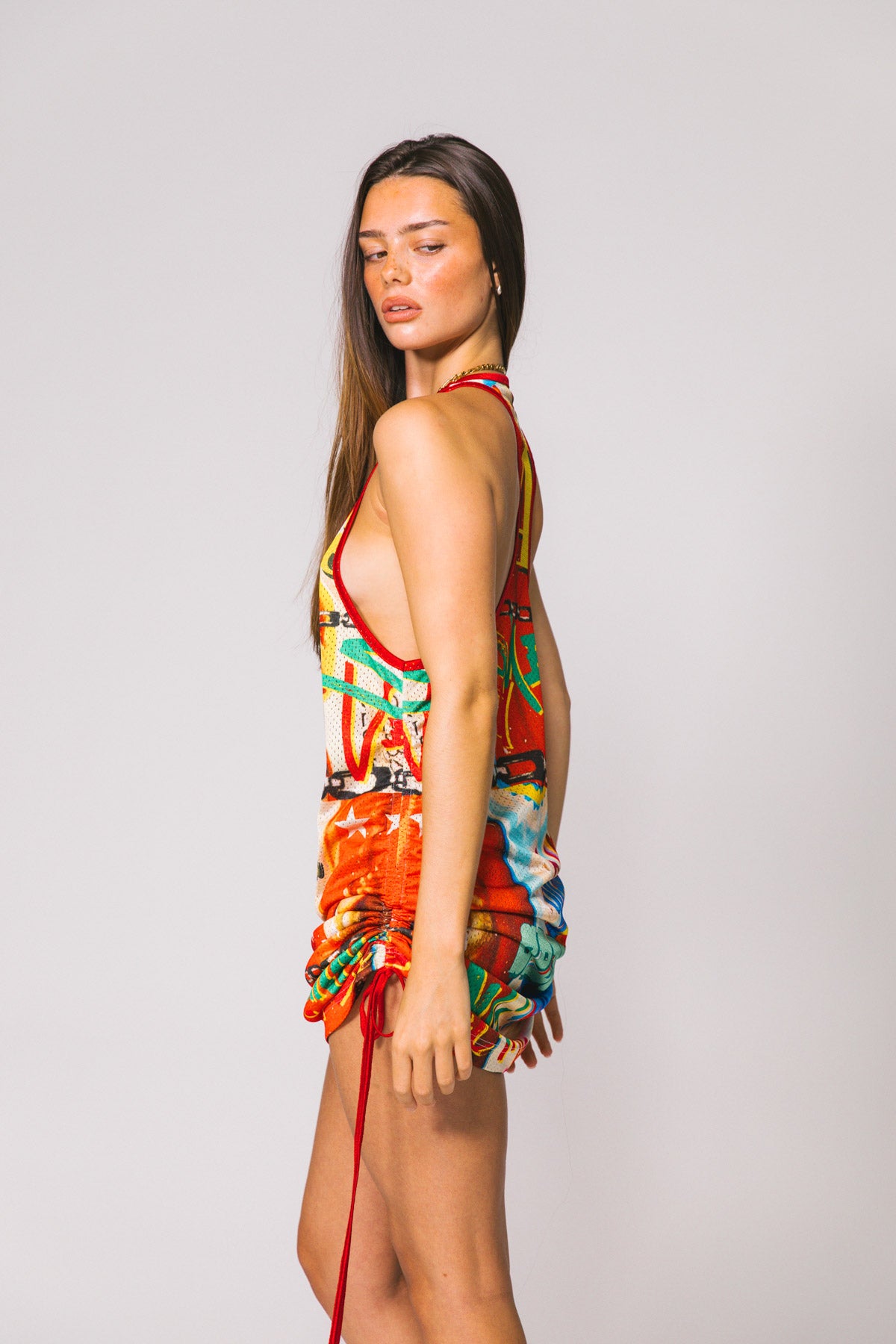 Holy Mash Up Ruched Mini Dress