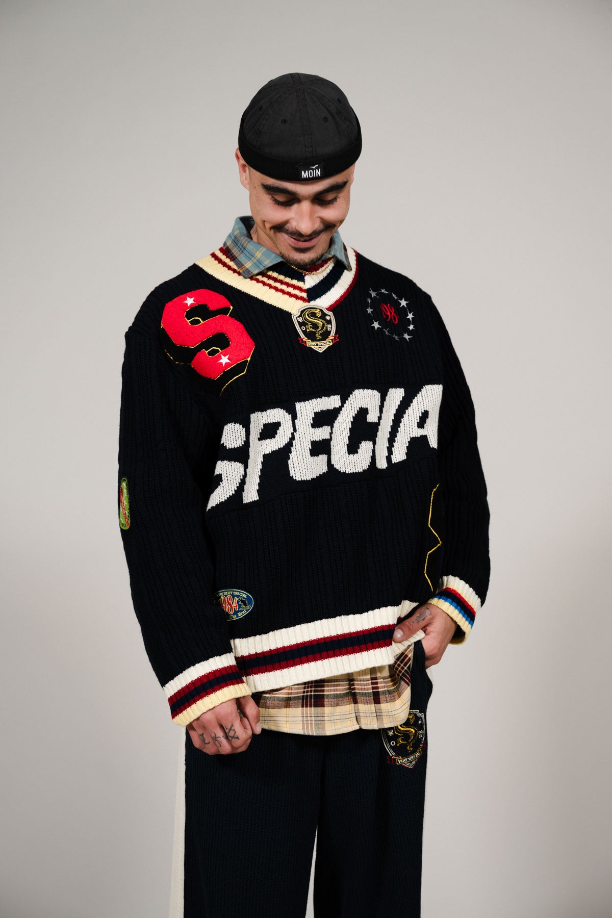 Navy Patch Knit Sweater