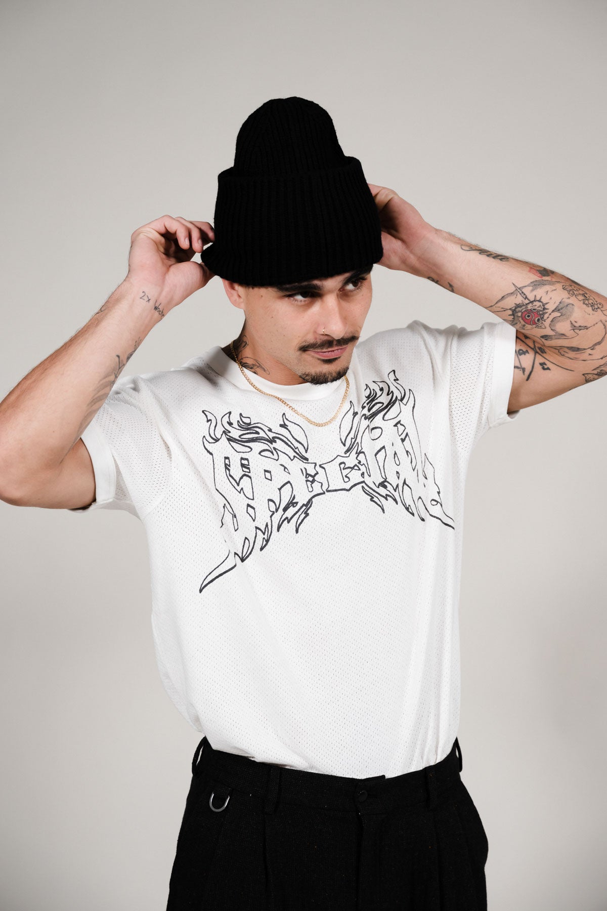Very Special White Mesh Fitted Tee