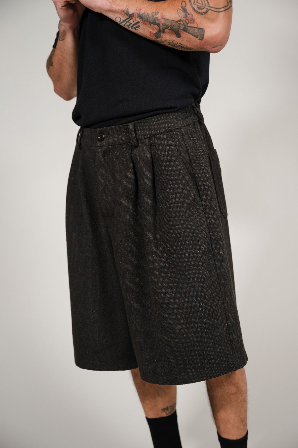 Charcoal Wool Baggy Shay Short