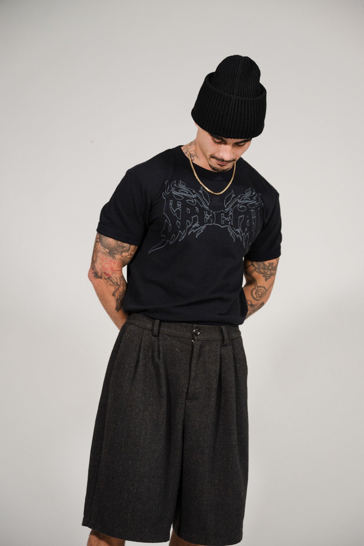 Very Special Black Mesh Fitted Tee