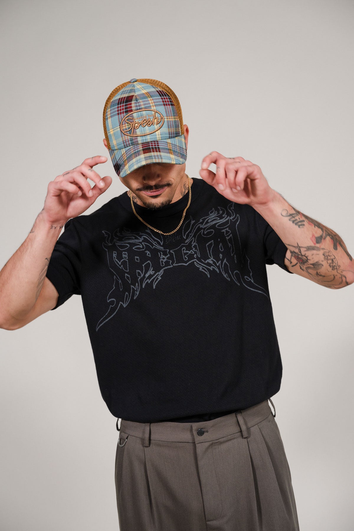 Very Special Black Mesh Fitted Tee