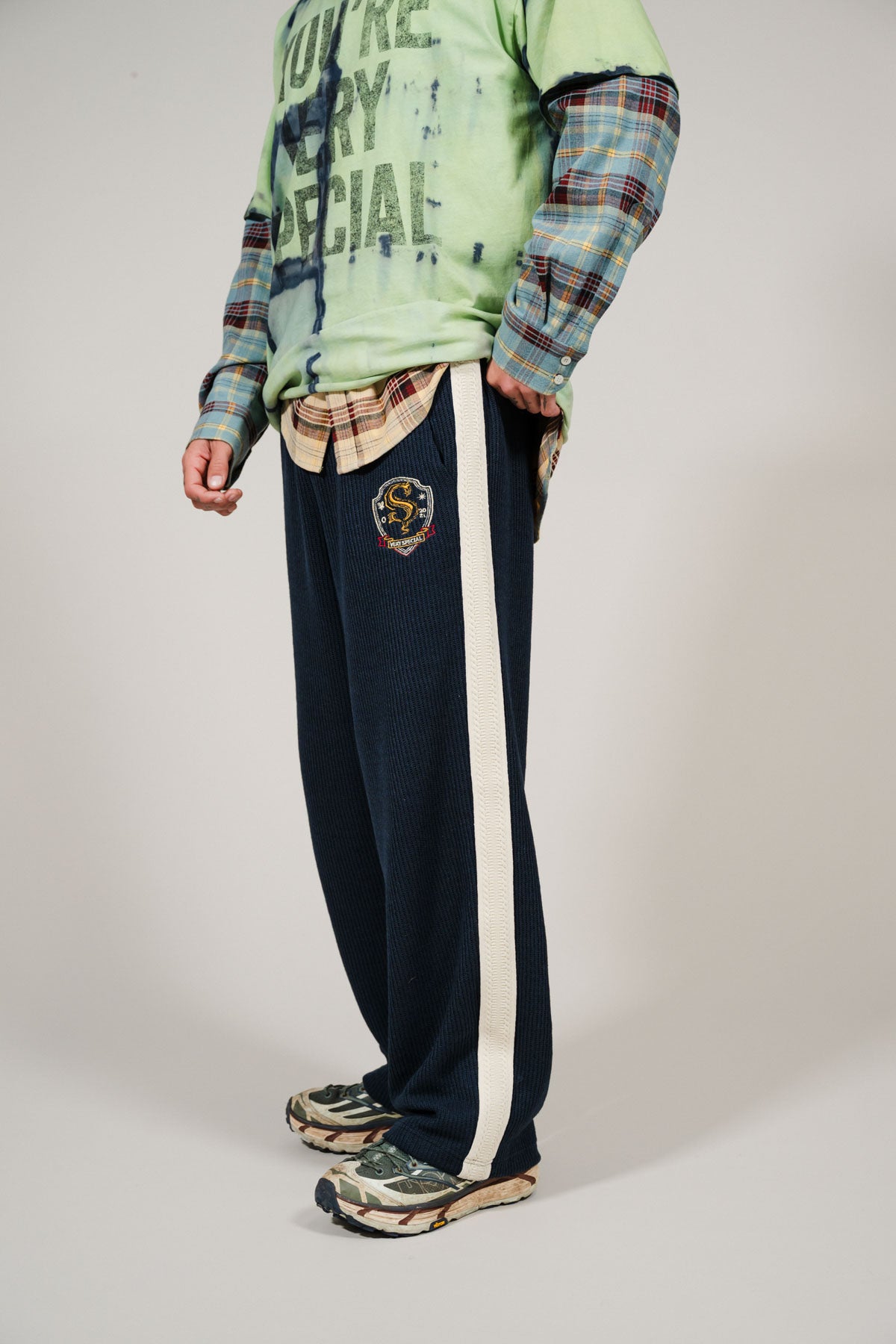 Navy Knitted Baggy Pants