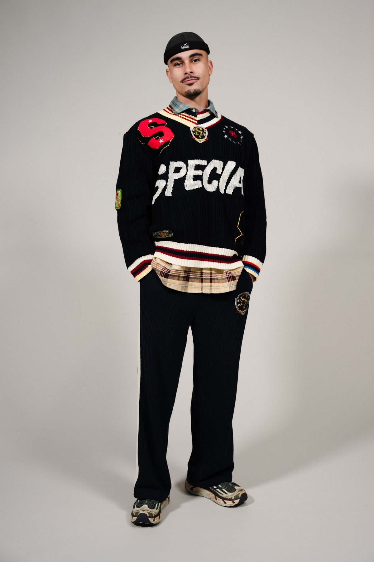 Navy Patch Knit Sweater