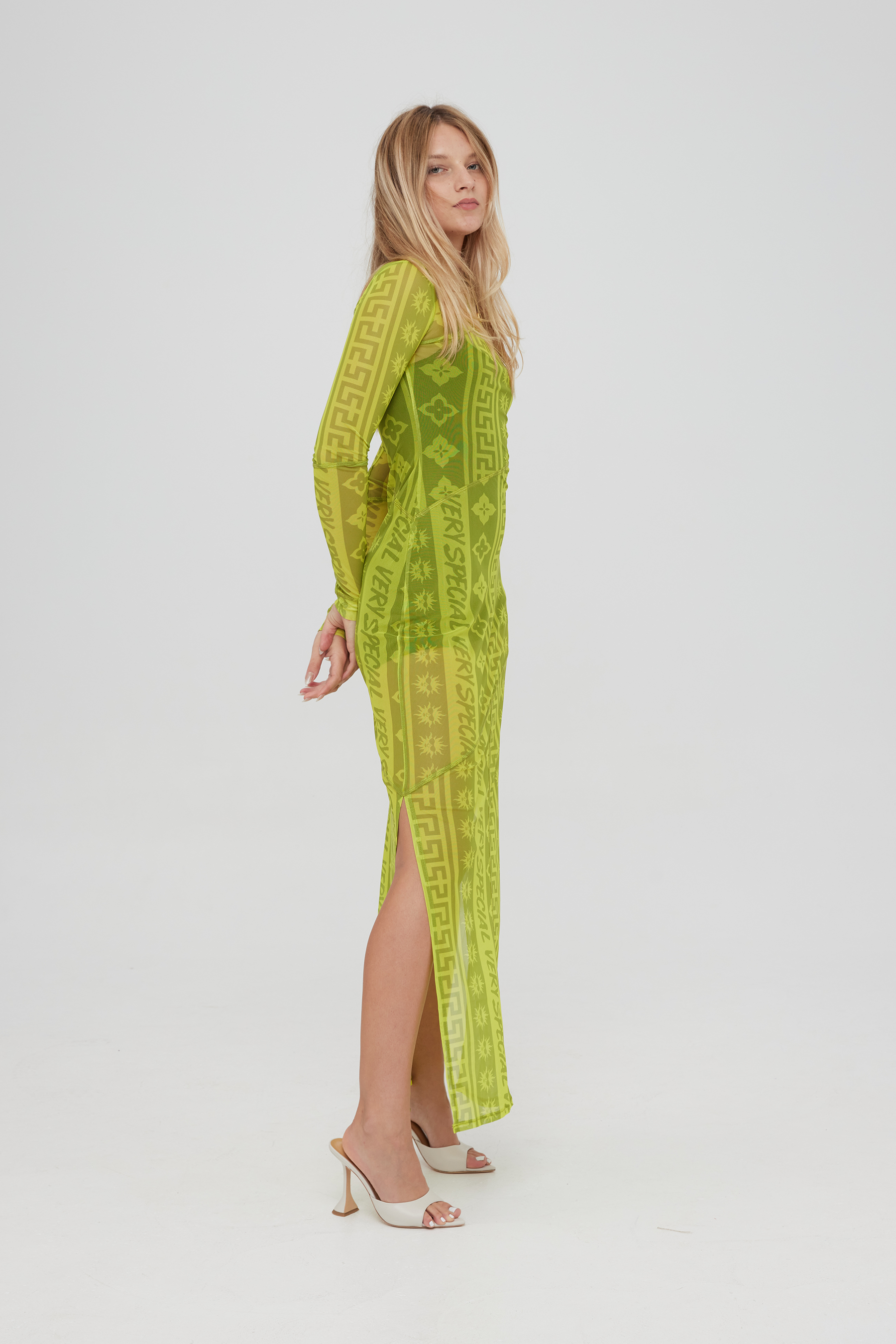 Lime "Very Geo" Mesh Maxi