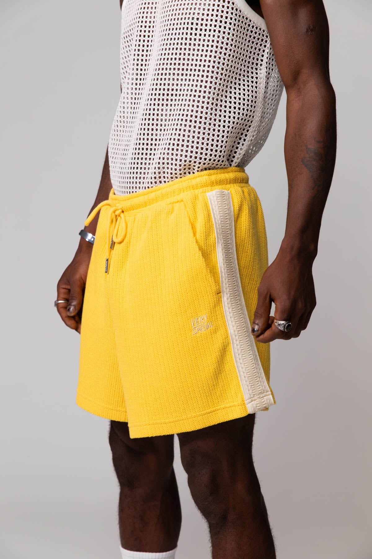 Yellow Knitted Mid Resort Shorts