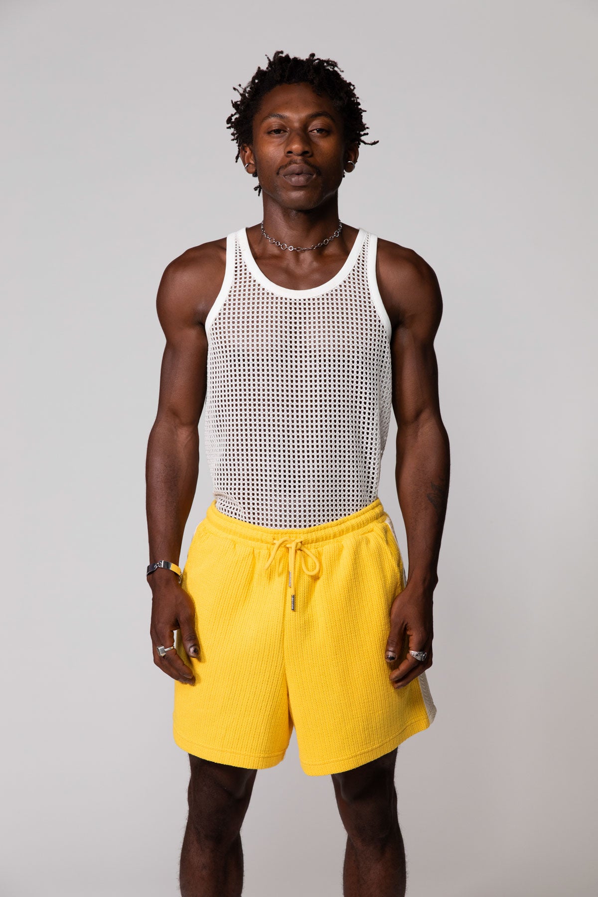 Yellow Knitted Mid Resort Shorts