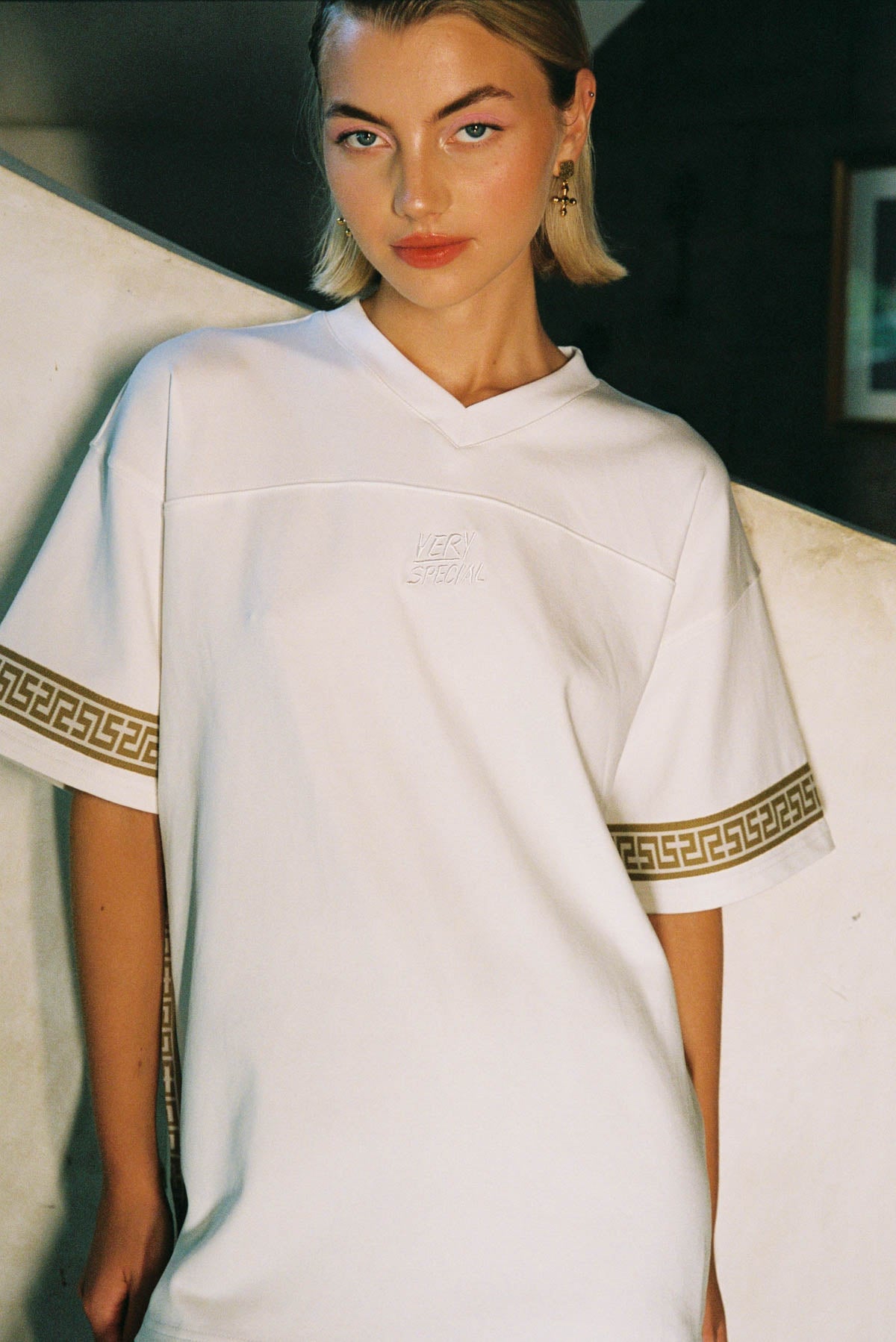 White "Geo" Boxy Sport Tee