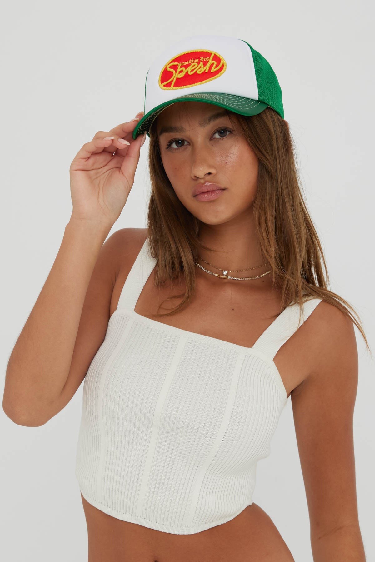 Green & White Foam Spesh Trucker