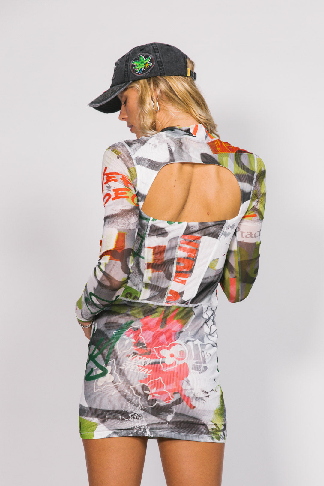 Graffiti Spliced Mini Dress