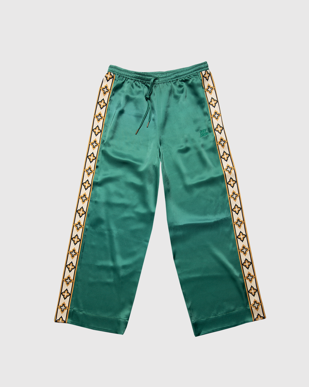 Green Satin "Diamond" Vacay Pants