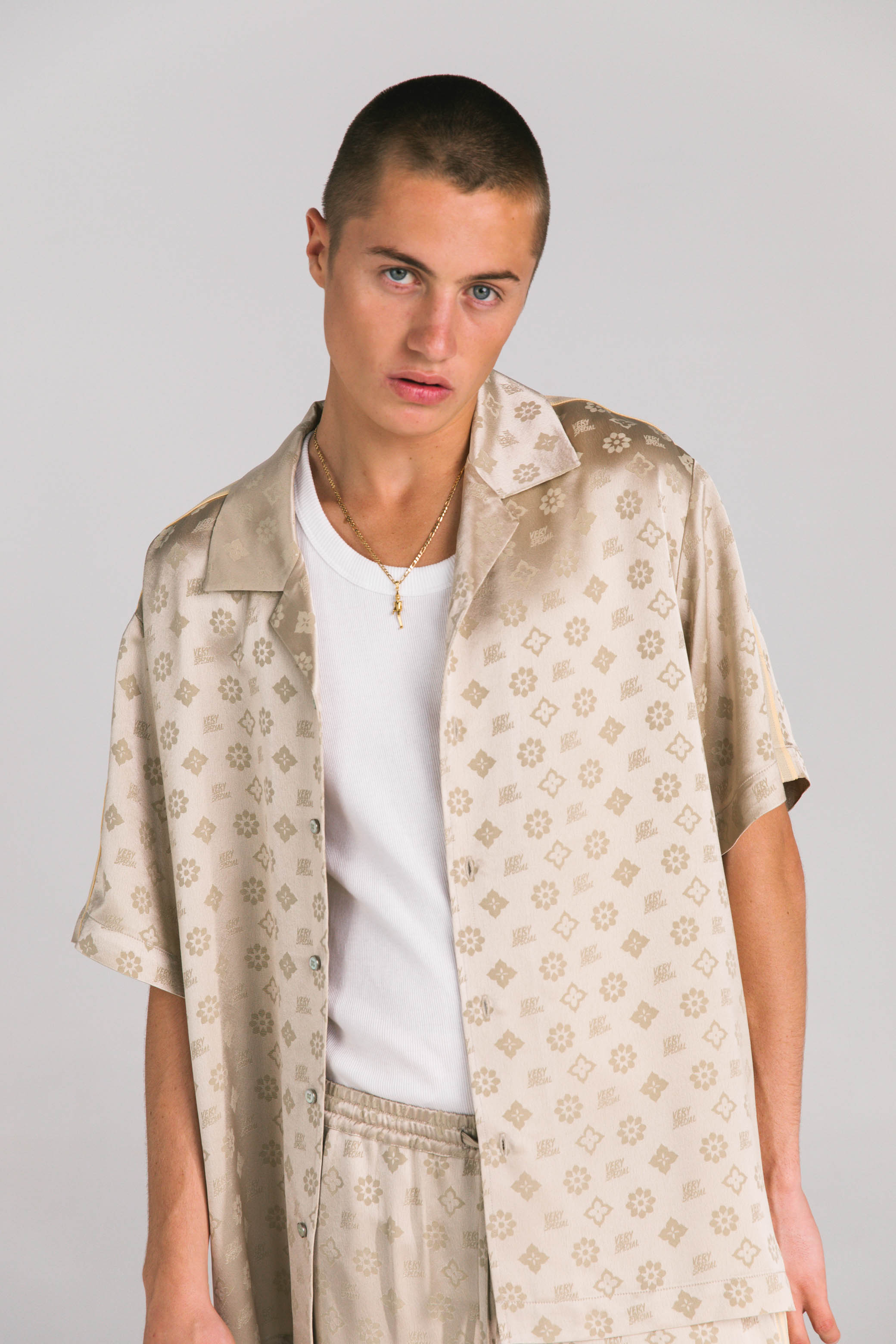 "Jacquard" Satin Resort Shirt