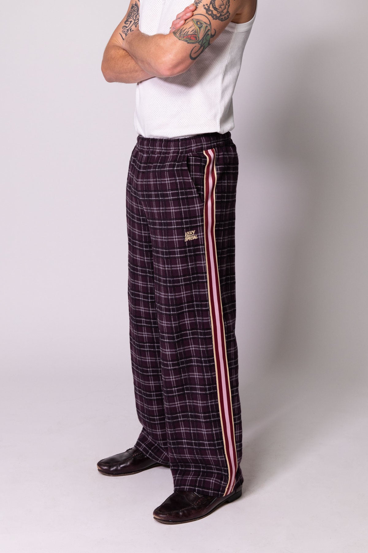 Plum Check Baggy Vacay Pants