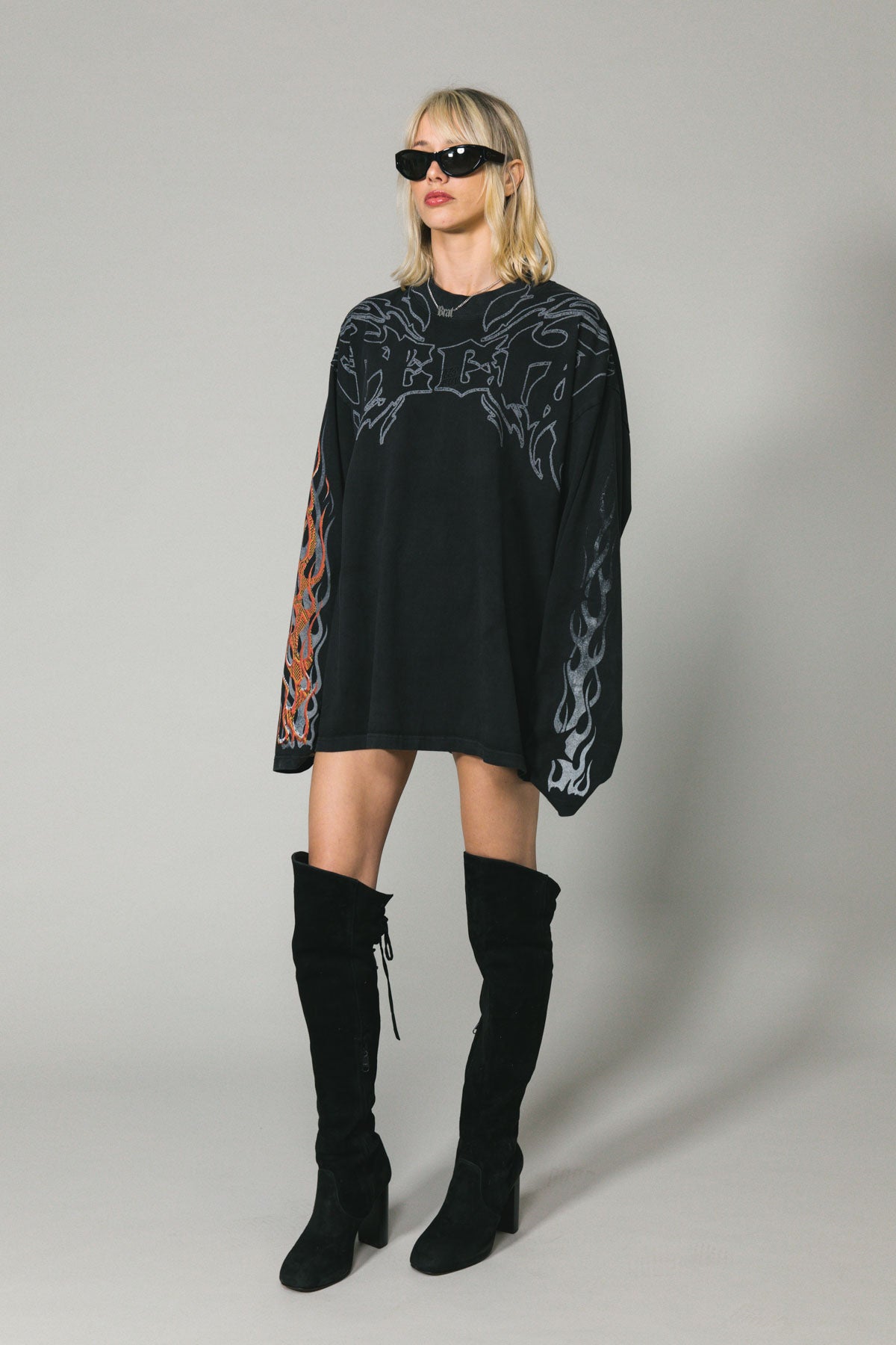 Black Flame Long Sleeve Tee