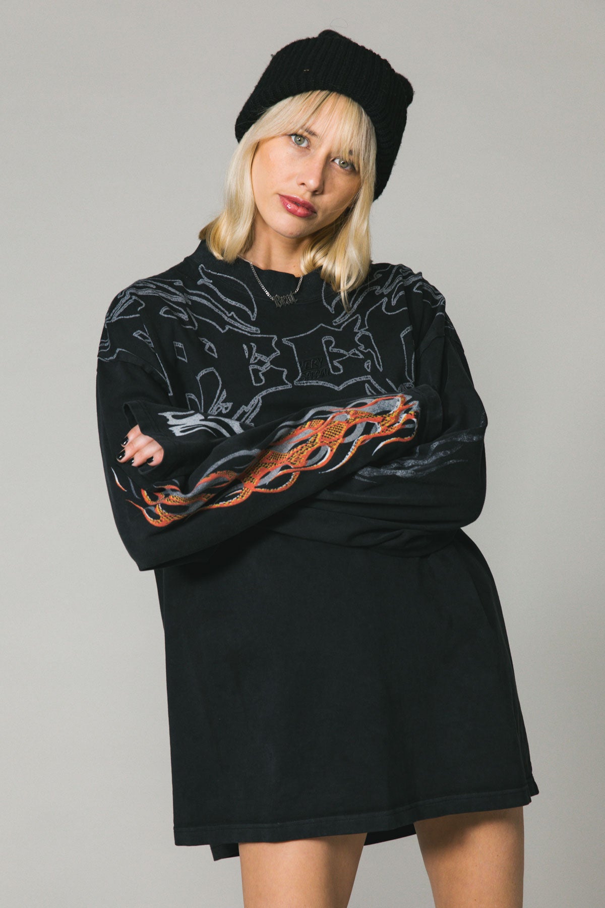 Black Flame Long Sleeve Tee