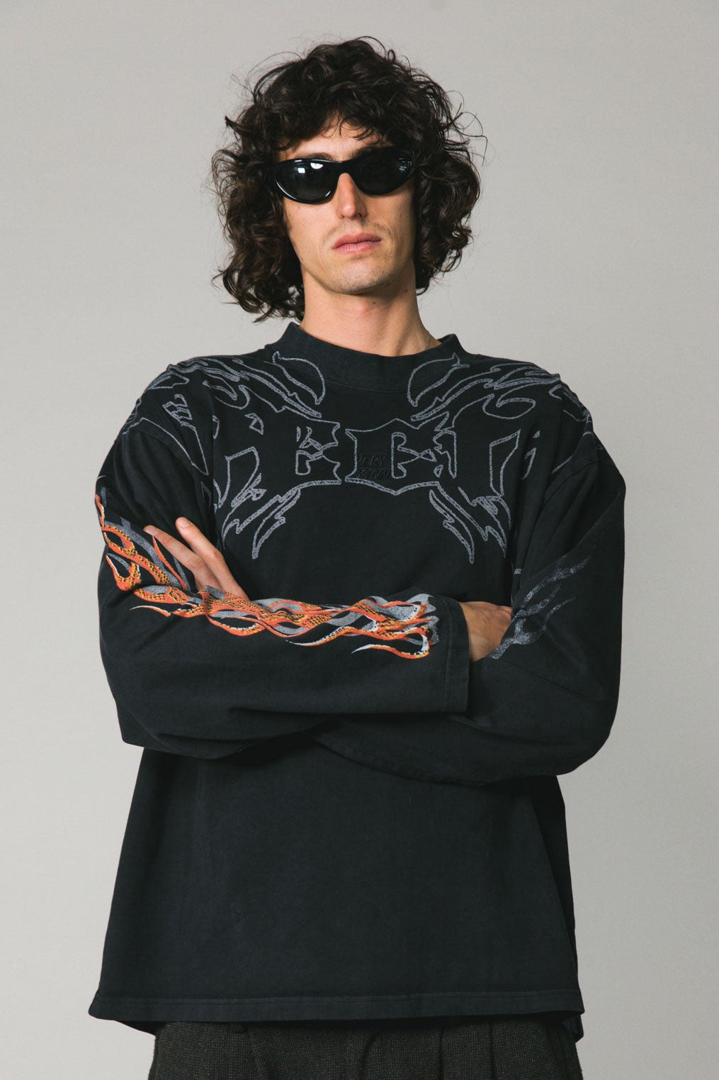 Black Flame Long Sleeve Tee