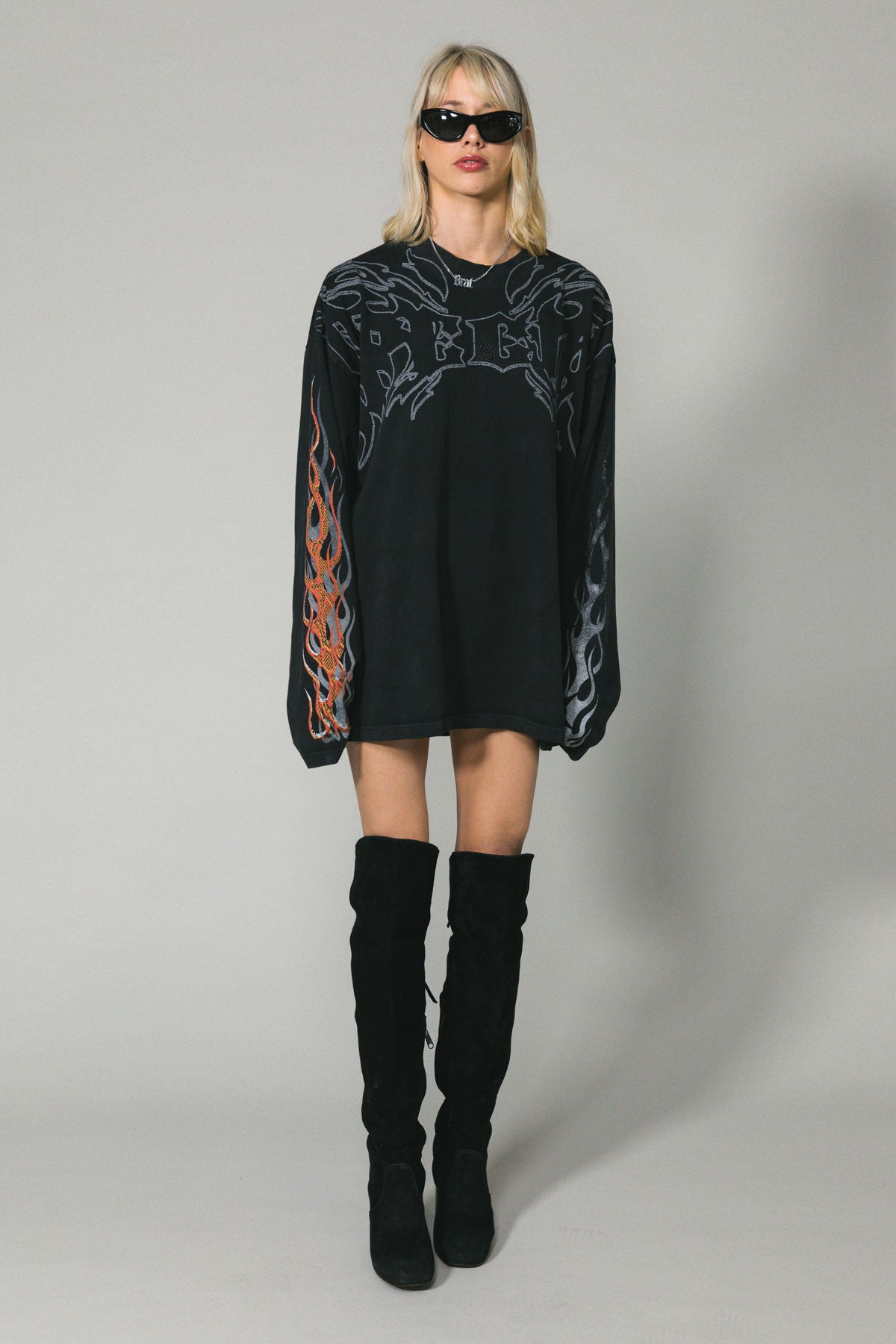 Black Flame Long Sleeve Tee