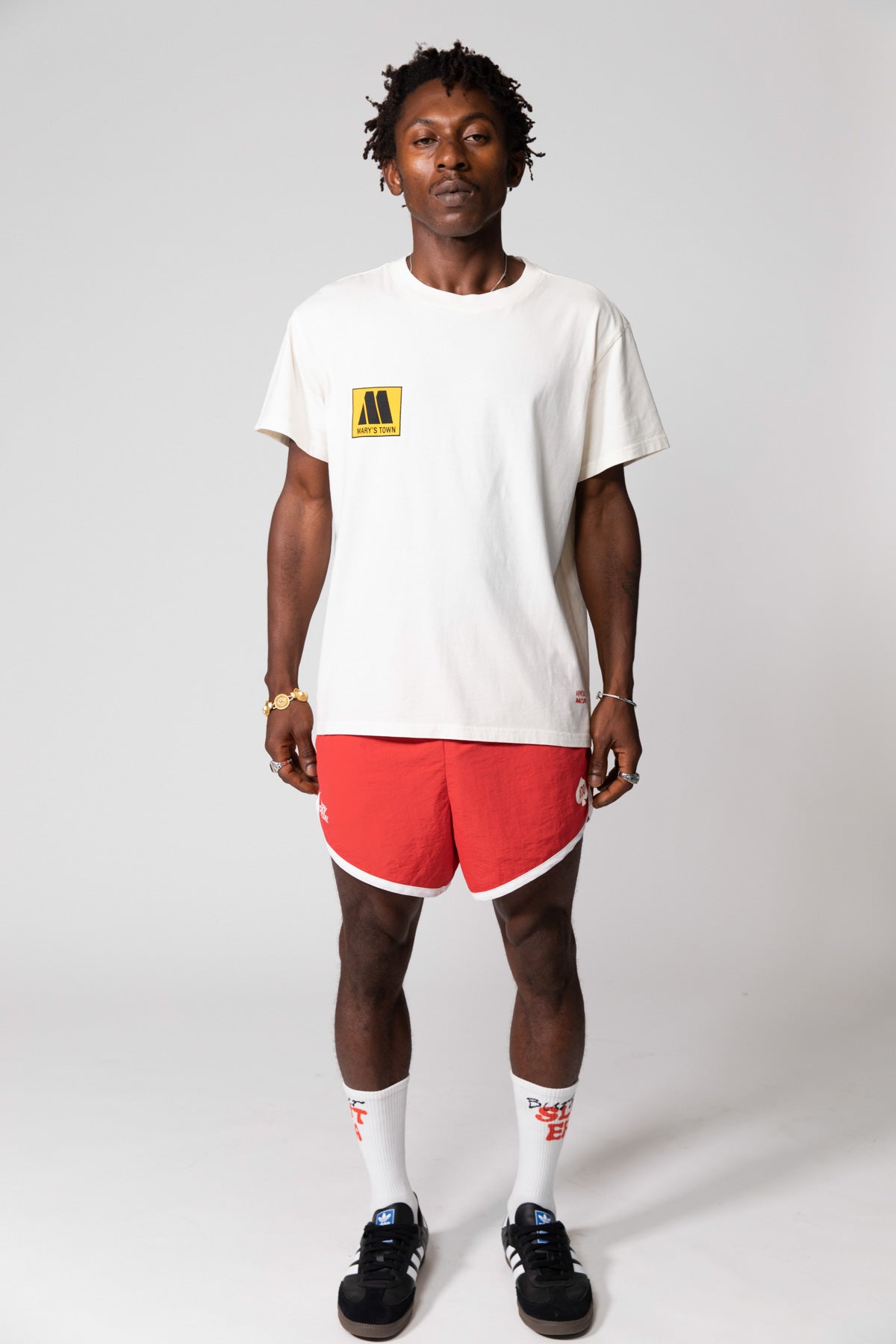 Vintage White Mary's Town Logo Boxy Tee