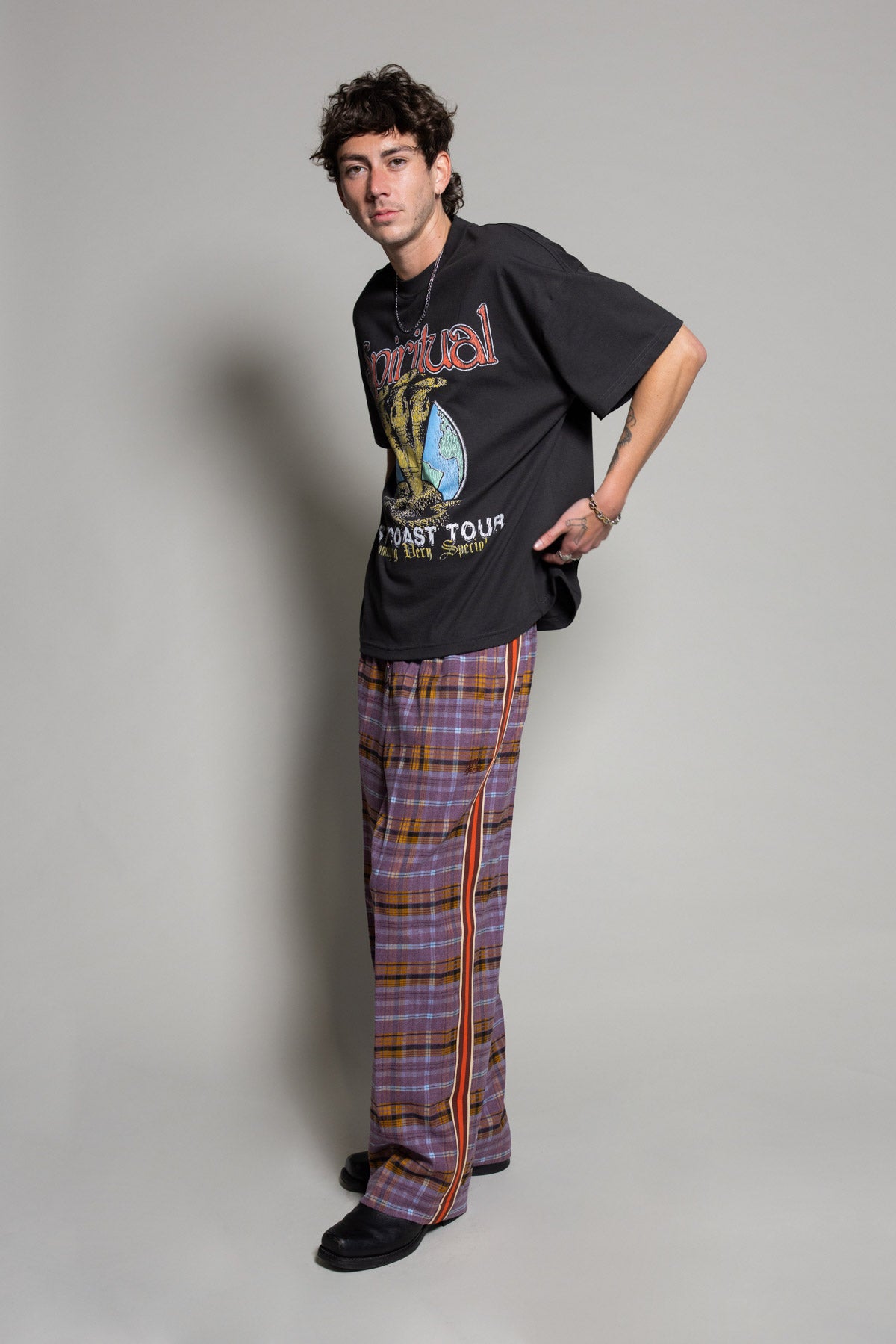 Plum Plaid Baggy Vacay Pant