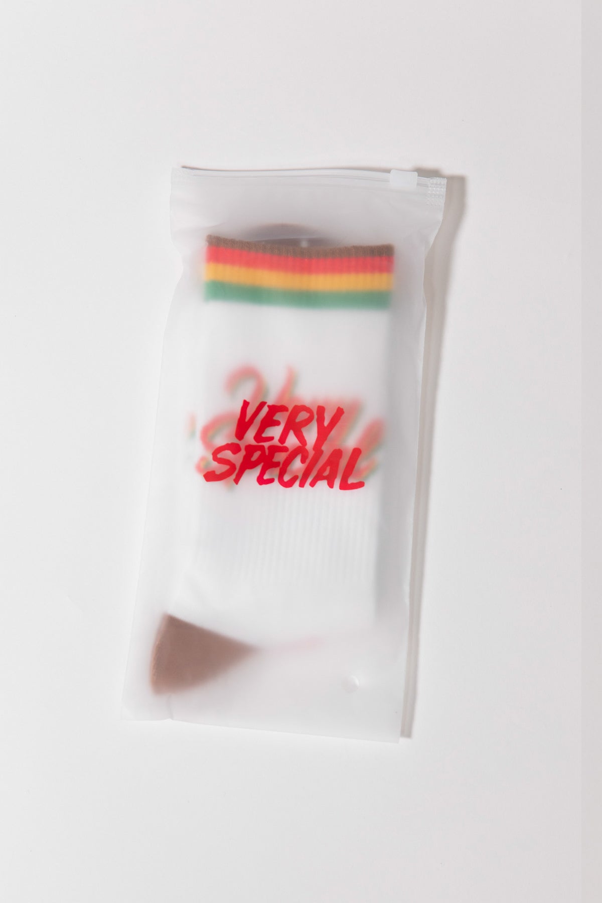 Vintage White Script and Stripes Sock