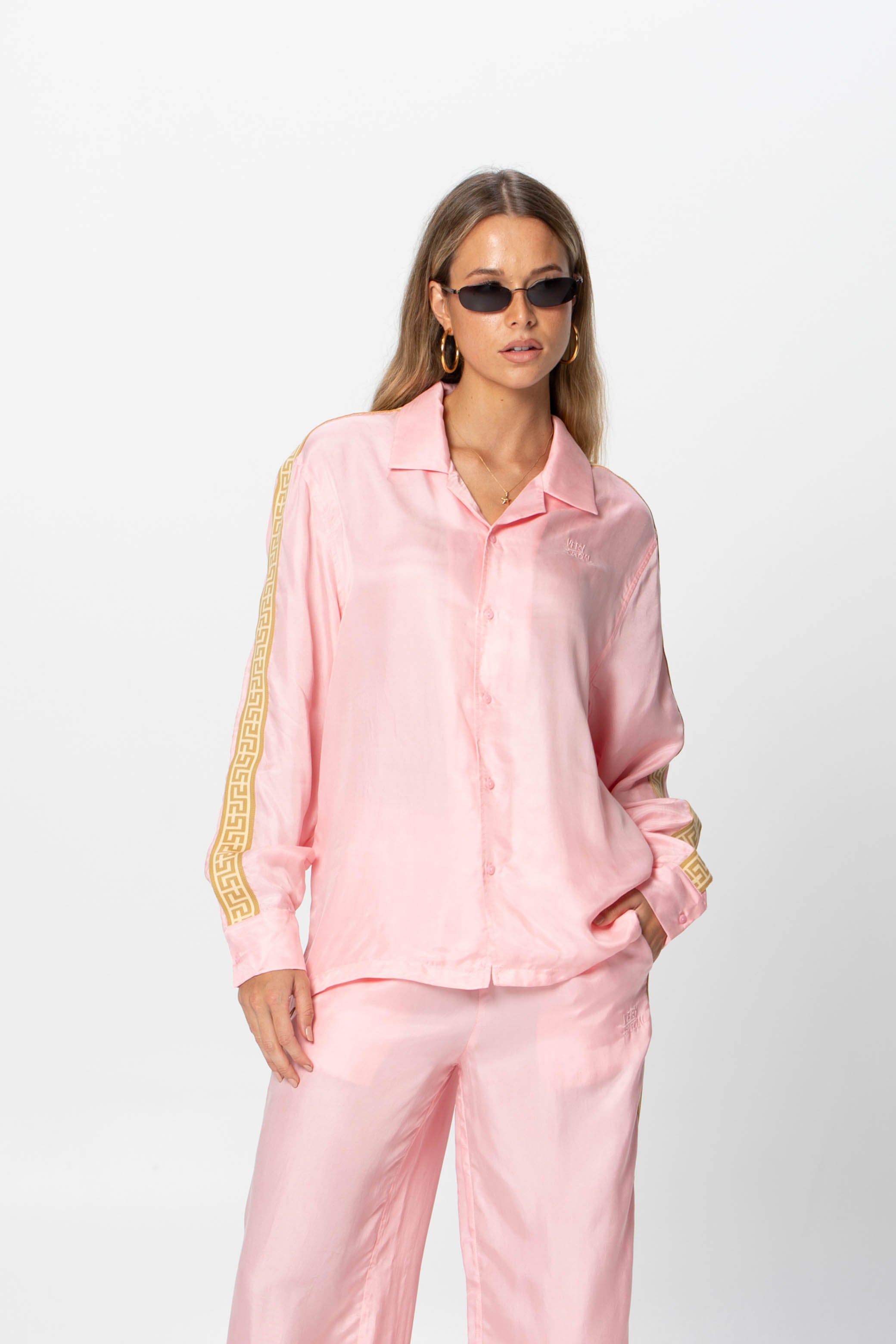 Pink L/S "Geo" Resort Shirt