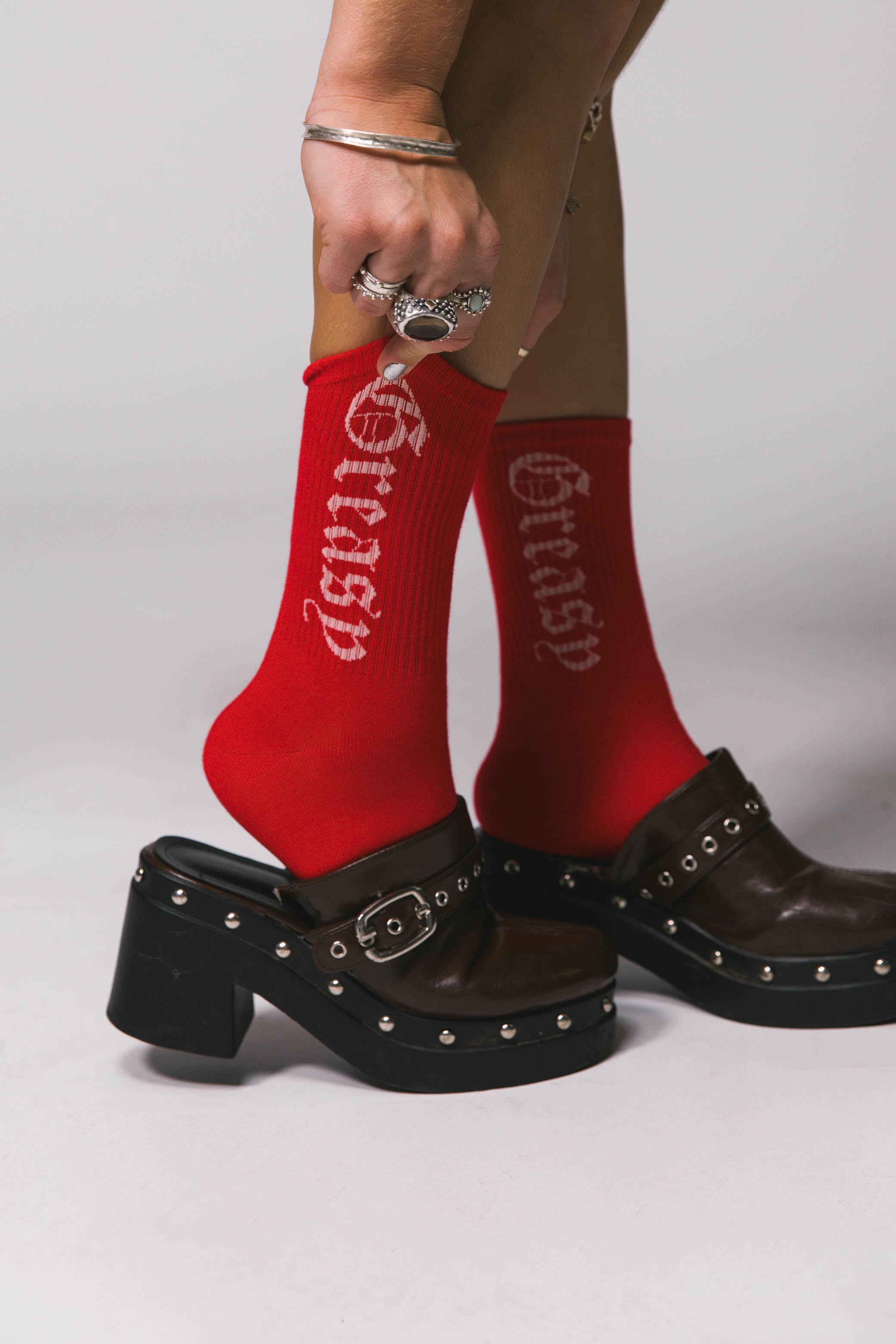 Red Greasy Logo Socks