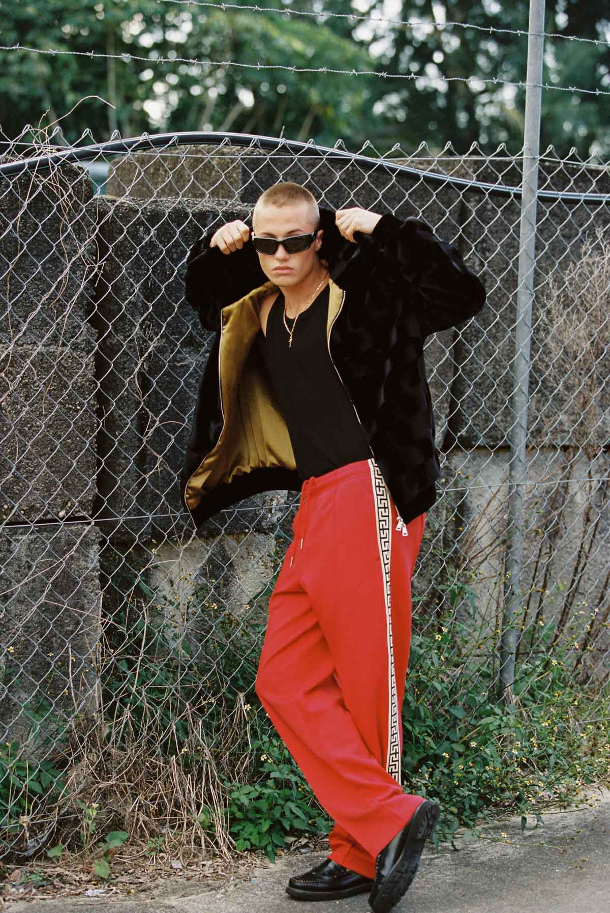 Red "Geo" Track Pants