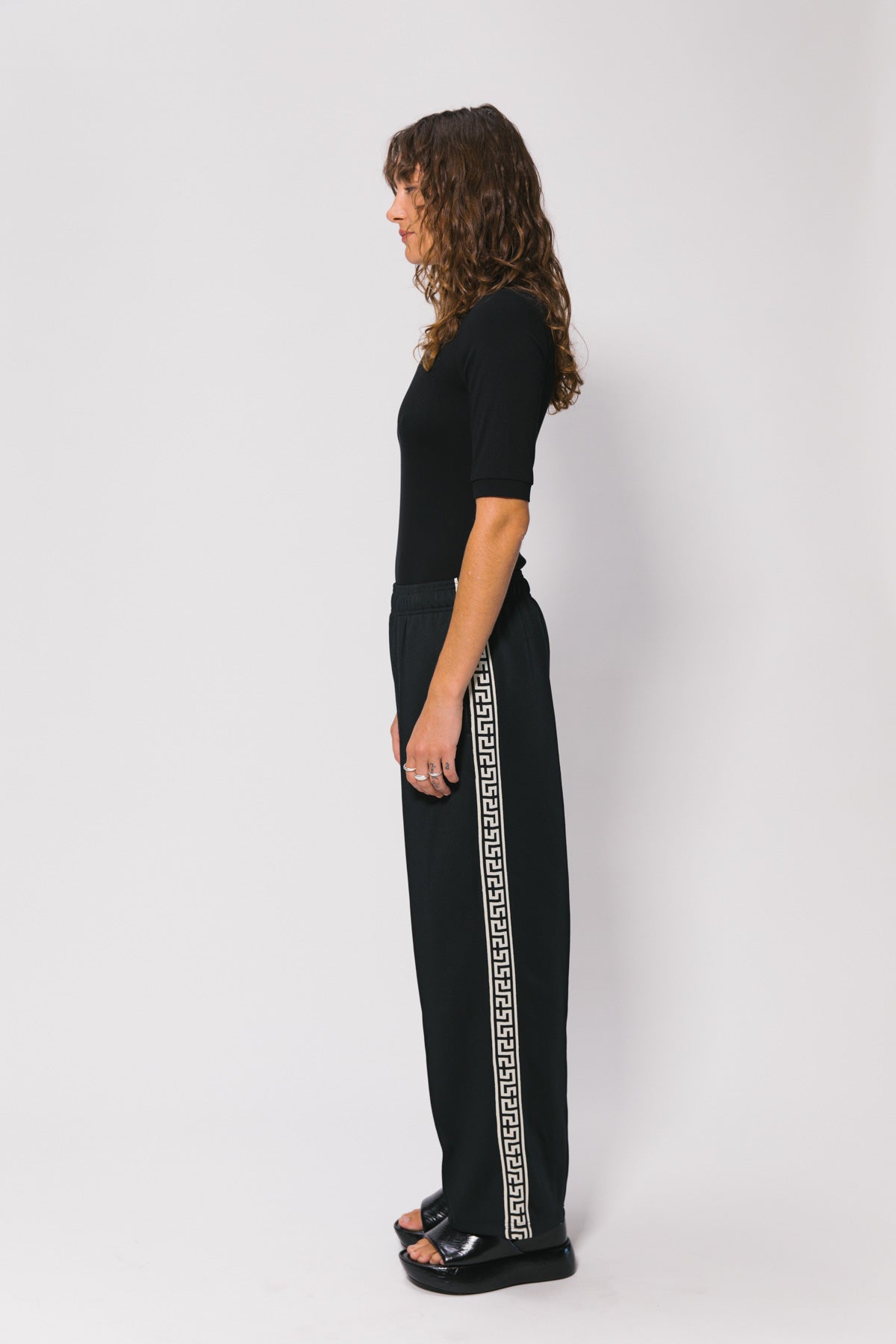 Black Geo Track Pants