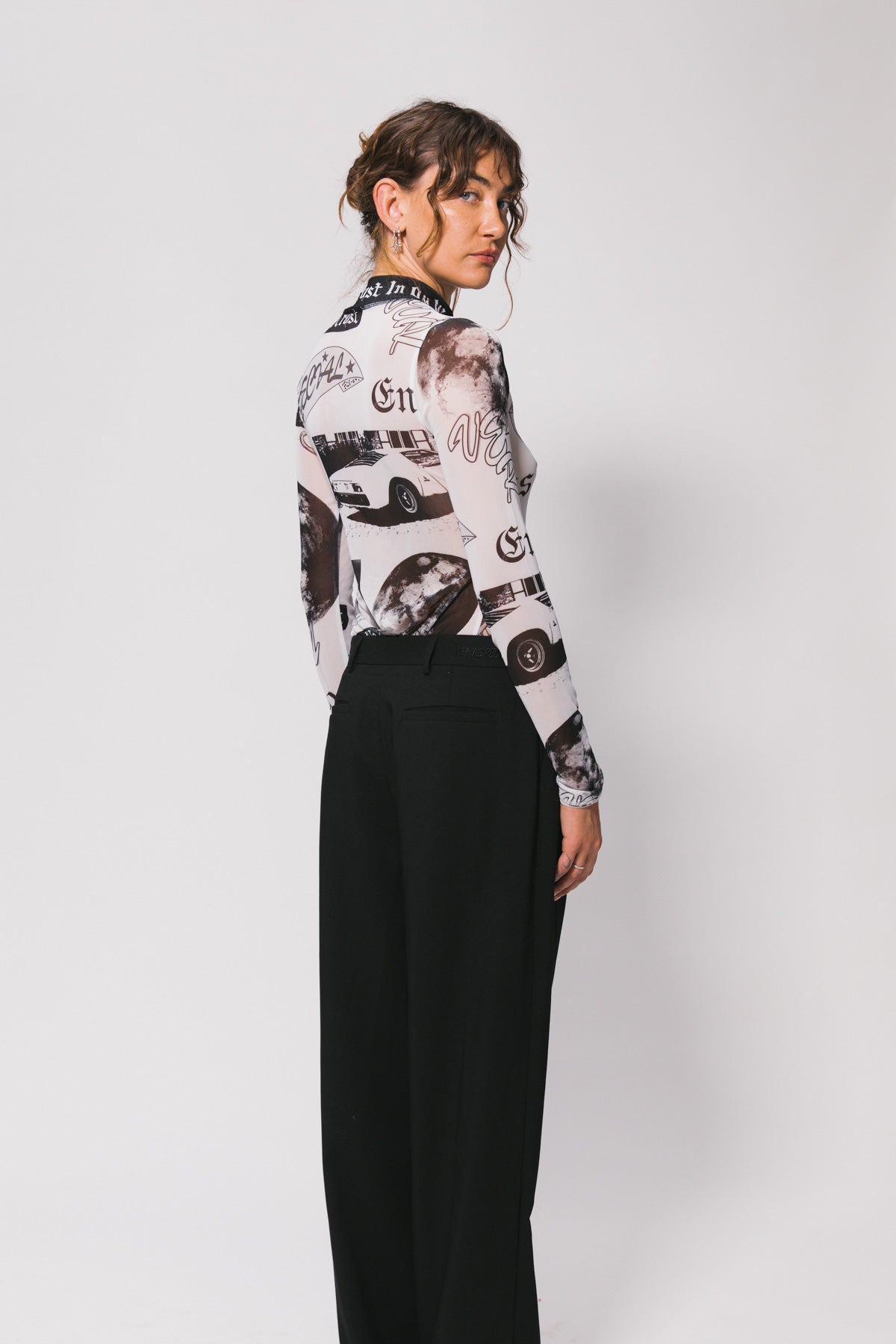 Collage Mesh Long Sleeve Top