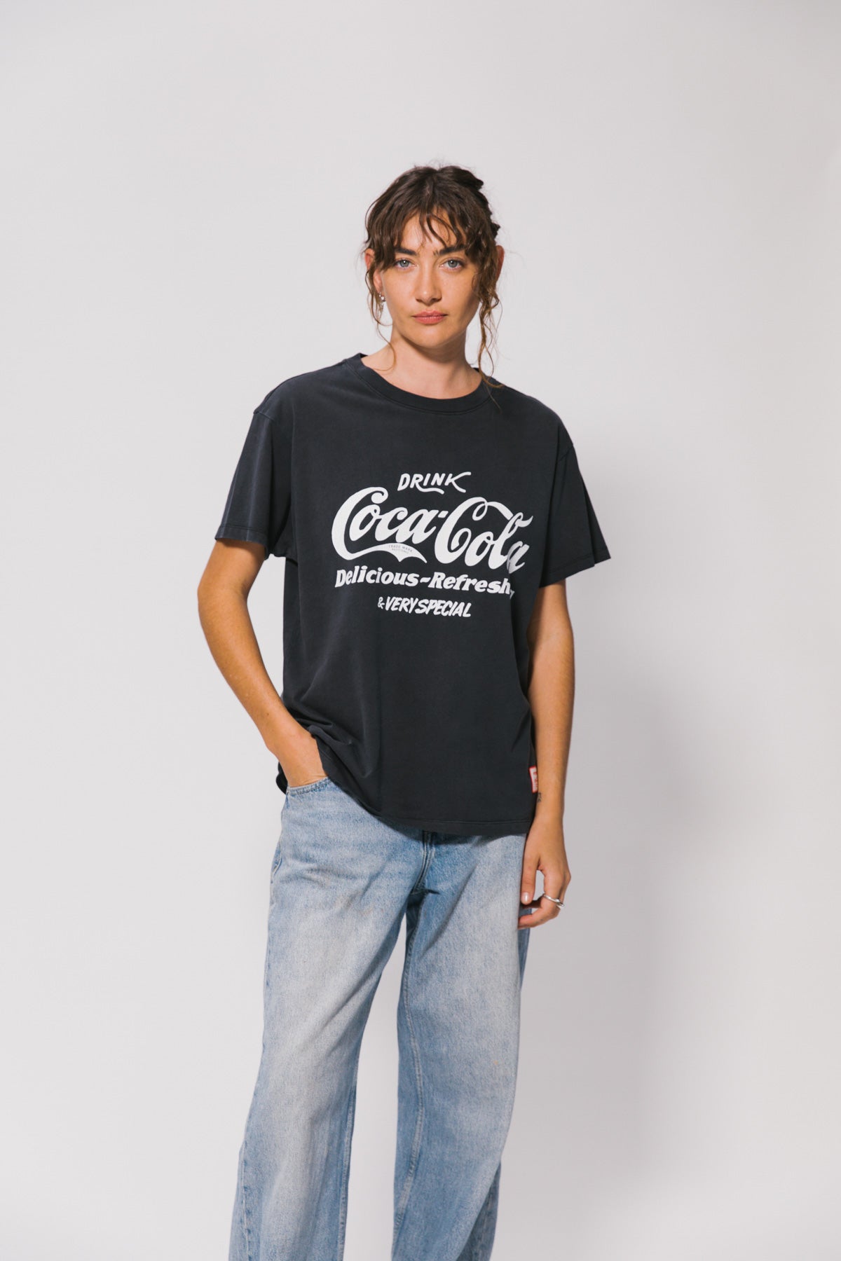 Washed Black Classic Coke Logo Tee