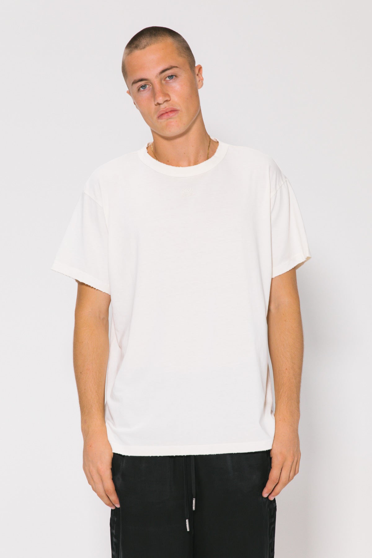 Vintage White Mesh Fitted Tee